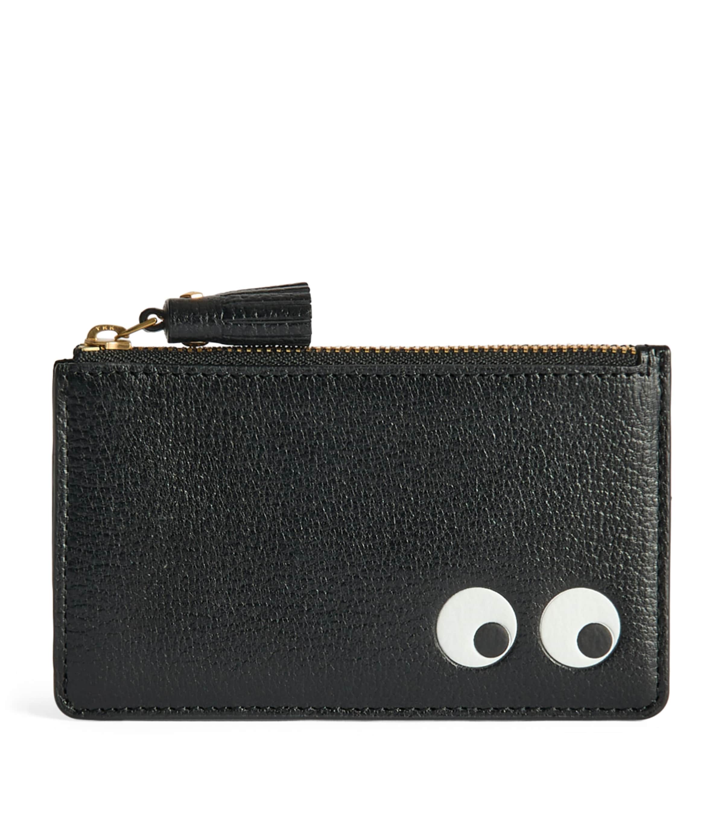 Leather Eyes Zipped Card Holder BLACK Image 1