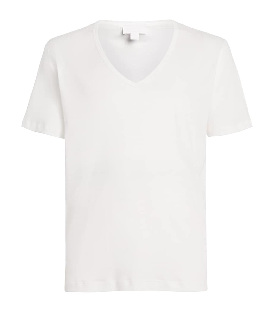 Sea Island Cotton V-Neck T-Shirt WHITE Image 1