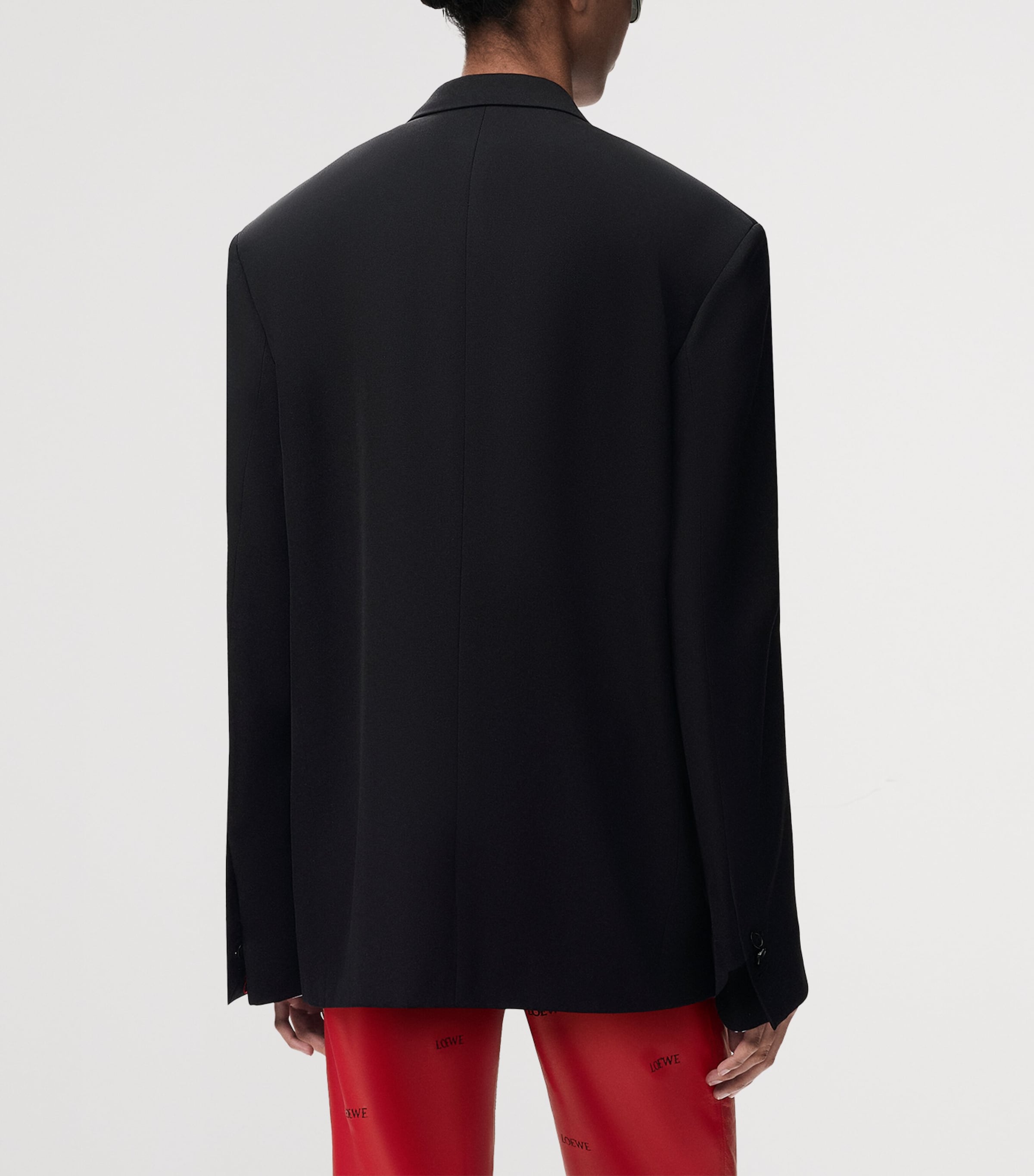 LOEWE Womens Wool-Blend Layered-Cuff Blazer Black Image 4