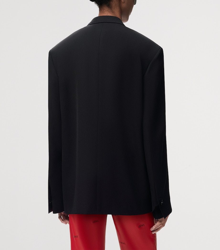 LOEWE Womens Wool-Blend Layered-Cuff Blazer Black Image 4
