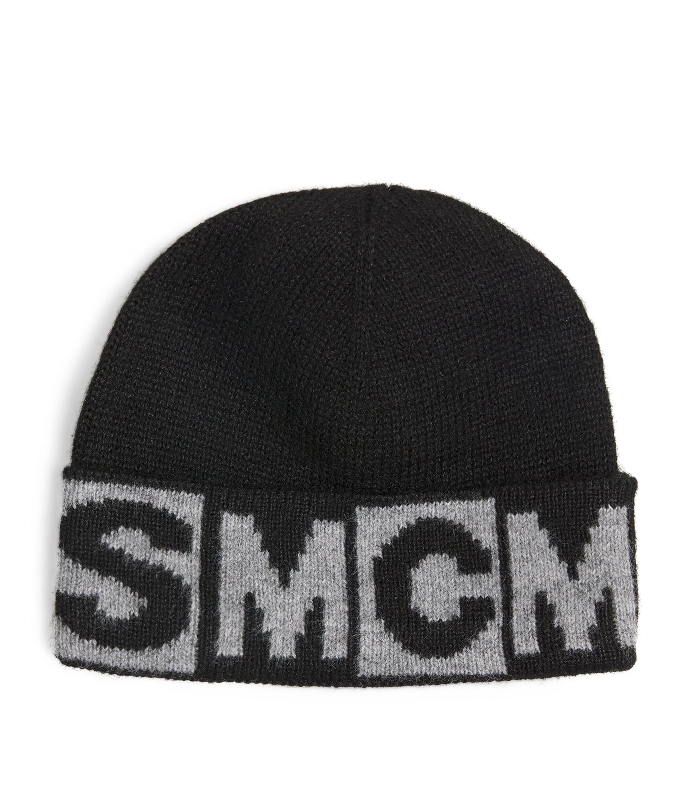 Shop Stella Mccartney Cotton Logo Beanie In Black