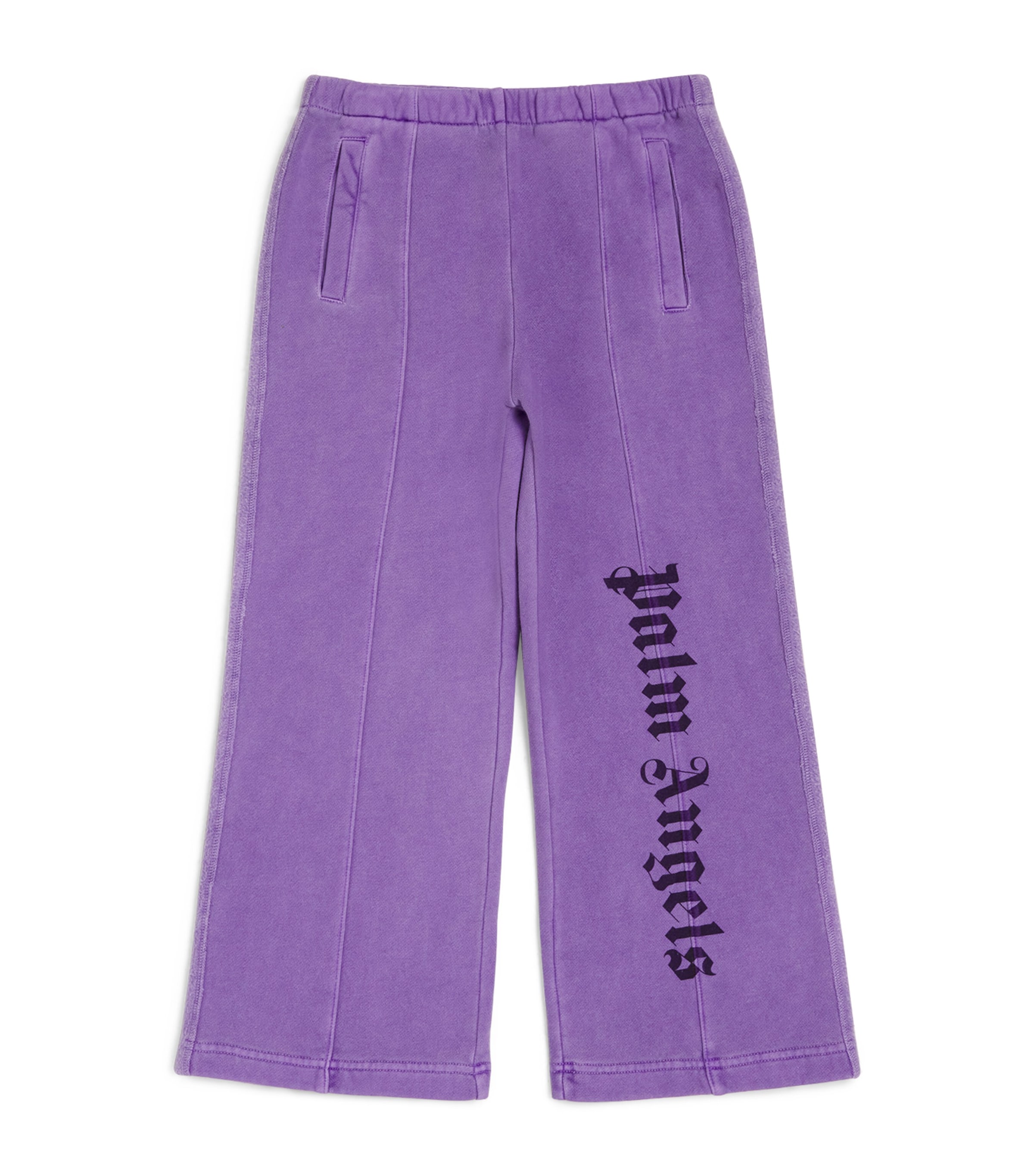 Shop Palm Angels Logo Wide-leg Sweatpants In Purple