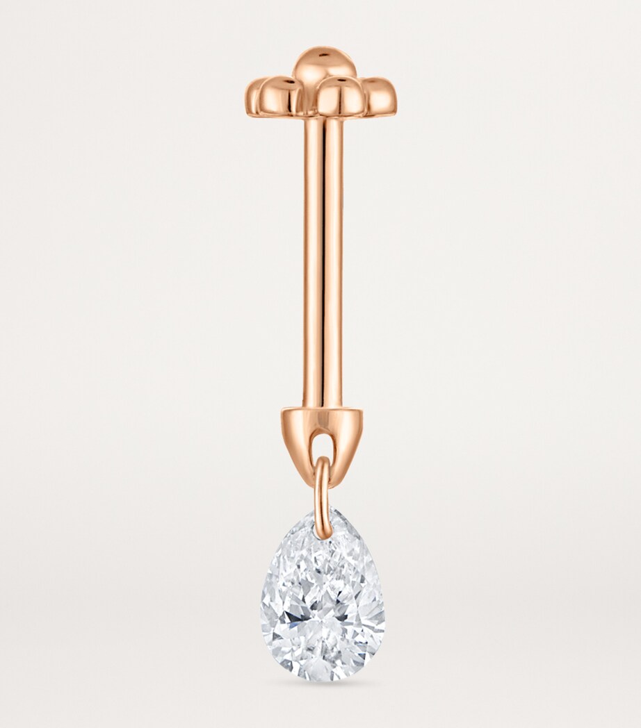 Maria Tash Rose Gold Floating Pear Diamond Charm Threaded Stud Earring (4mm) Rose Gold Image 4