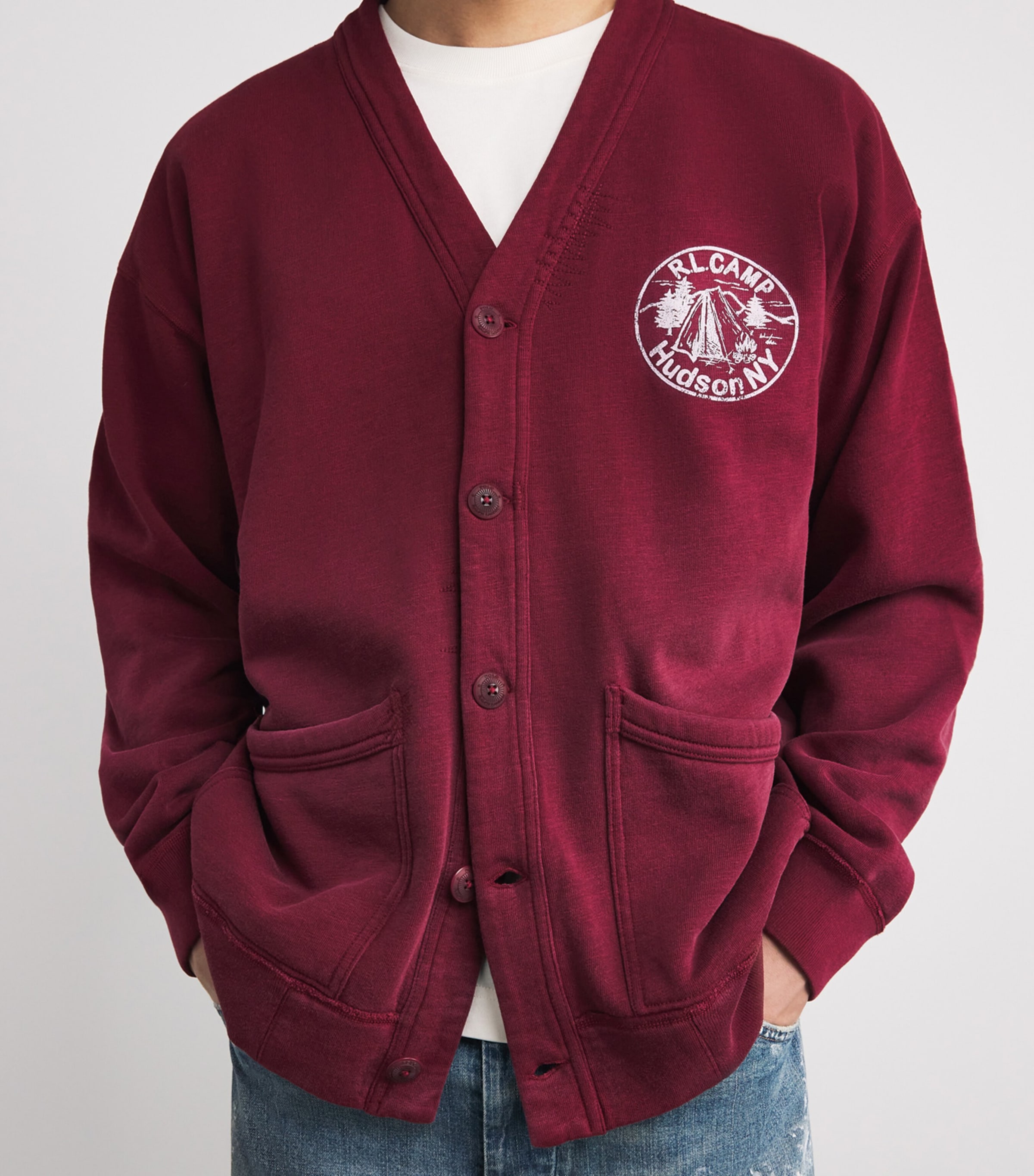 Cotton Jersey Varsity Cardigan RED Image 6