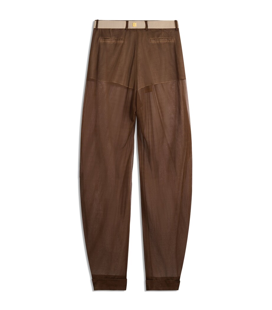 Schiaparelli Womens Silk Pleated Trousers Brown Image 4