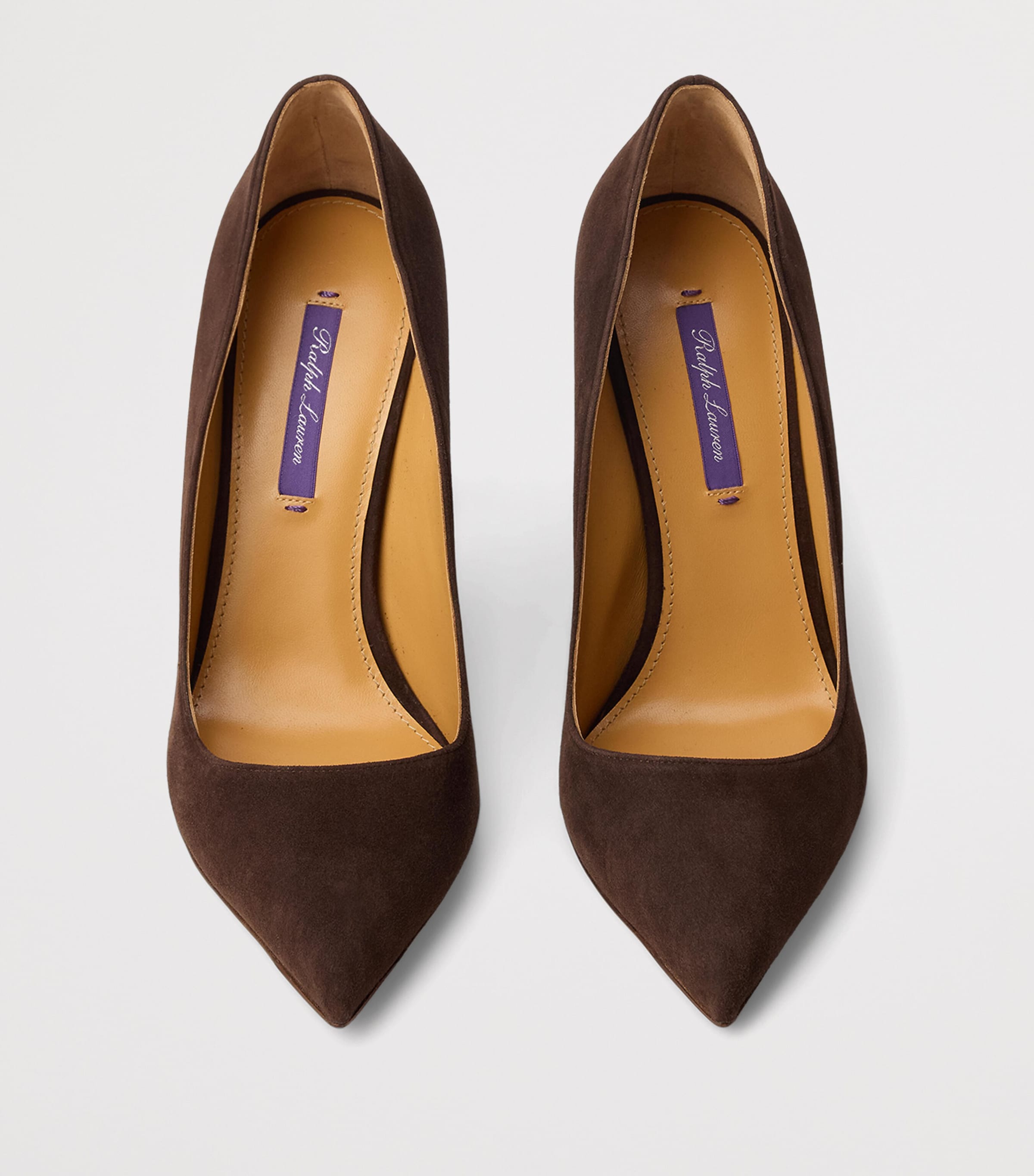 Ralph Lauren Collection Suede Celia Heeled Pumps 100 Luggage Brown Image 4