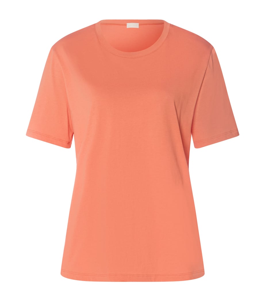 Hanro Womens Organic Cotton Crew-Neck T-Shirt Light Carnelian Image 1
