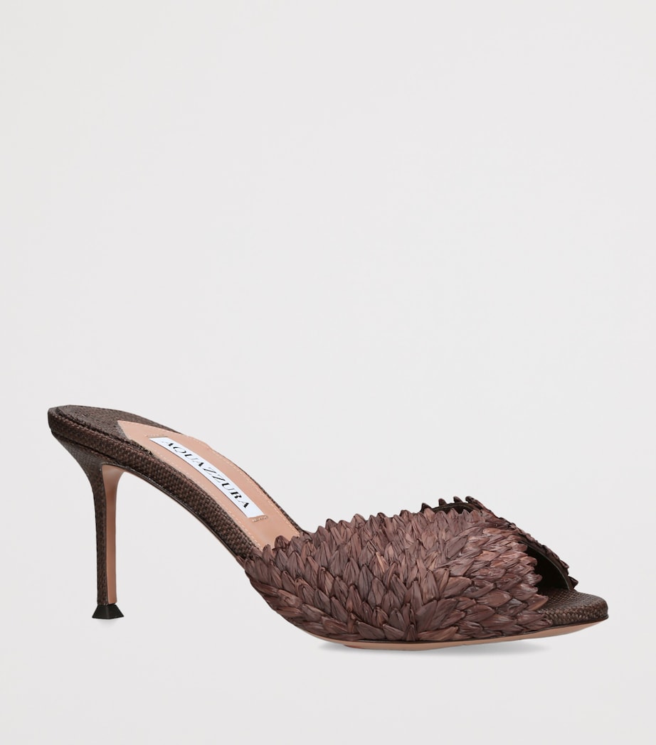 Aquazzura Raffia Rio Flirt Heeled Mules 75 Brown Image 3