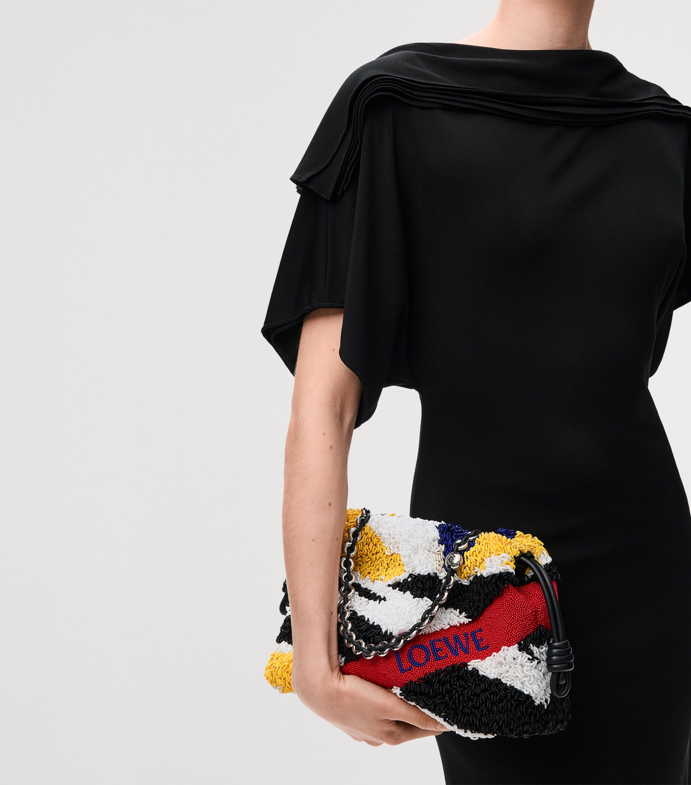 LOEWE Medium Bead-Embellished Flamenco Purse Black/multicolor Image 3