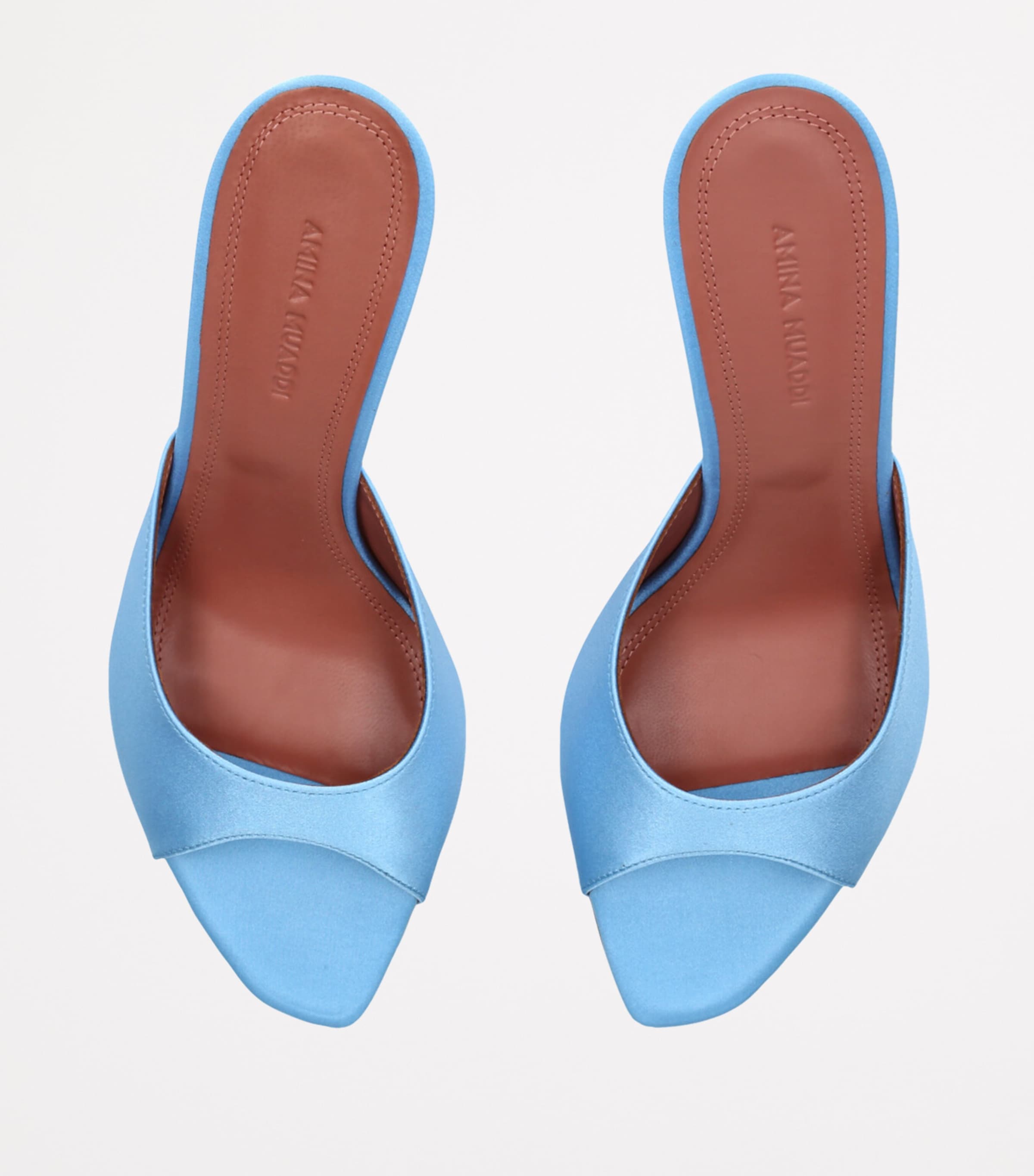 Amina Muaddi Satin Alexa Mules 95 Blue Image 4