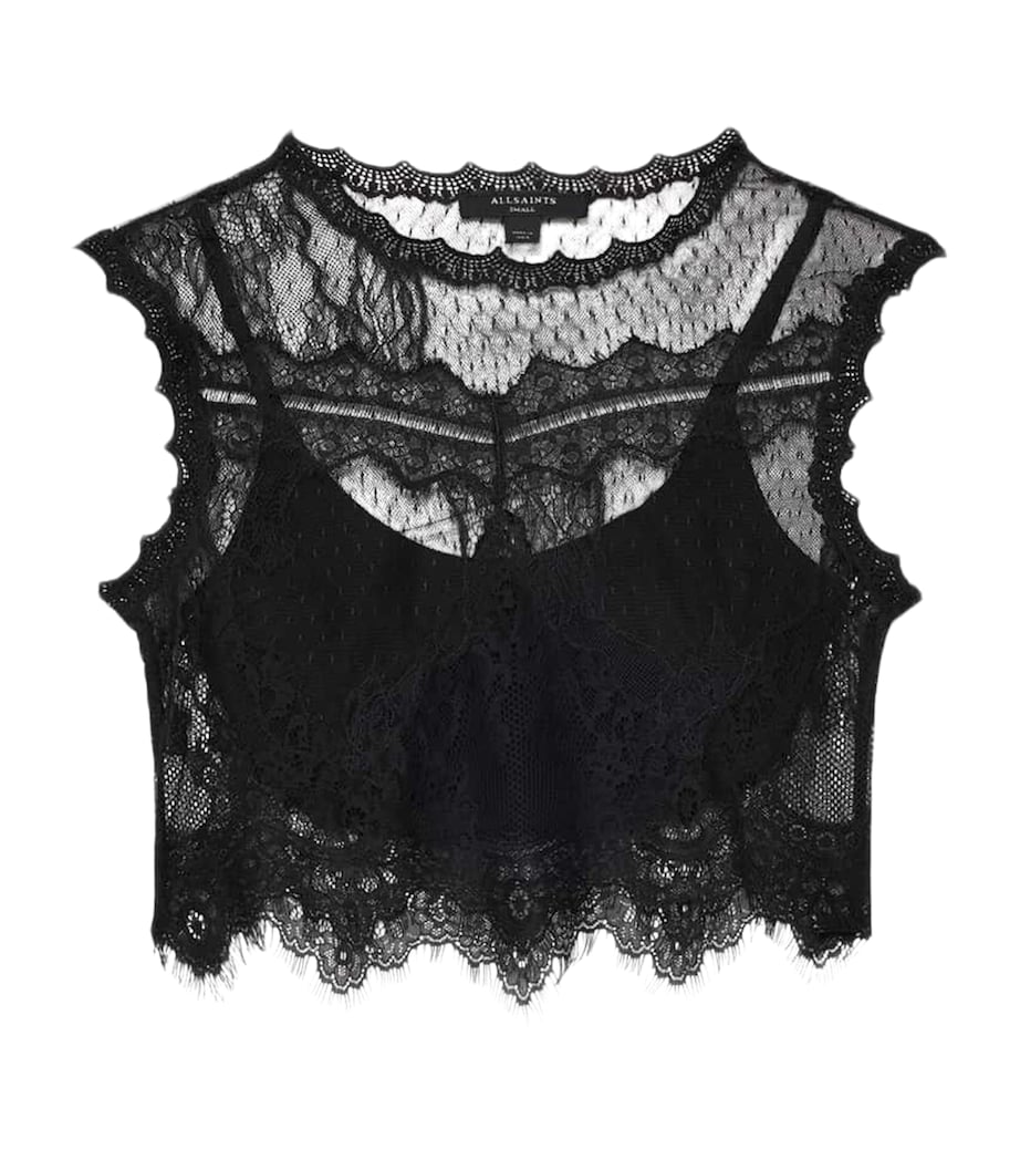 AllSaints Womens Lace Eliza Crop Top Black Image 1