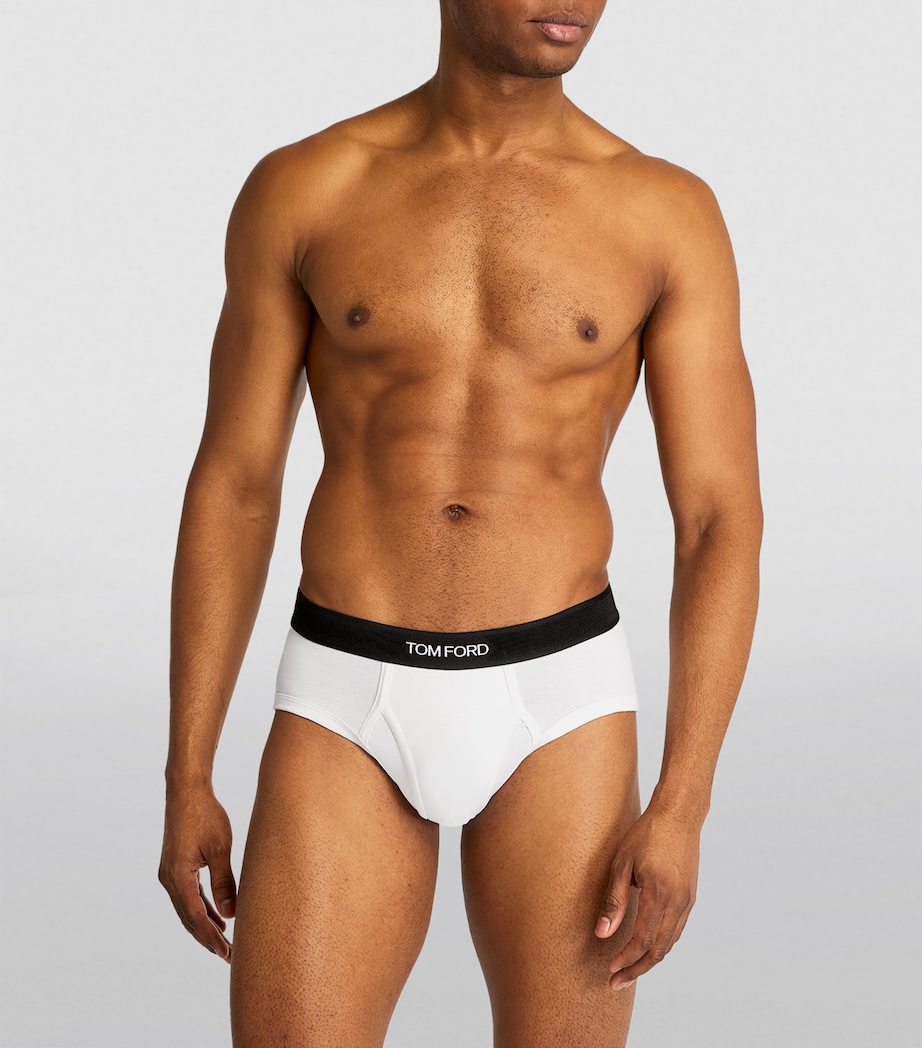 Cotton-Stretch Logo Briefs (Pack of 2) 999-BLACK/WHITE Image 2