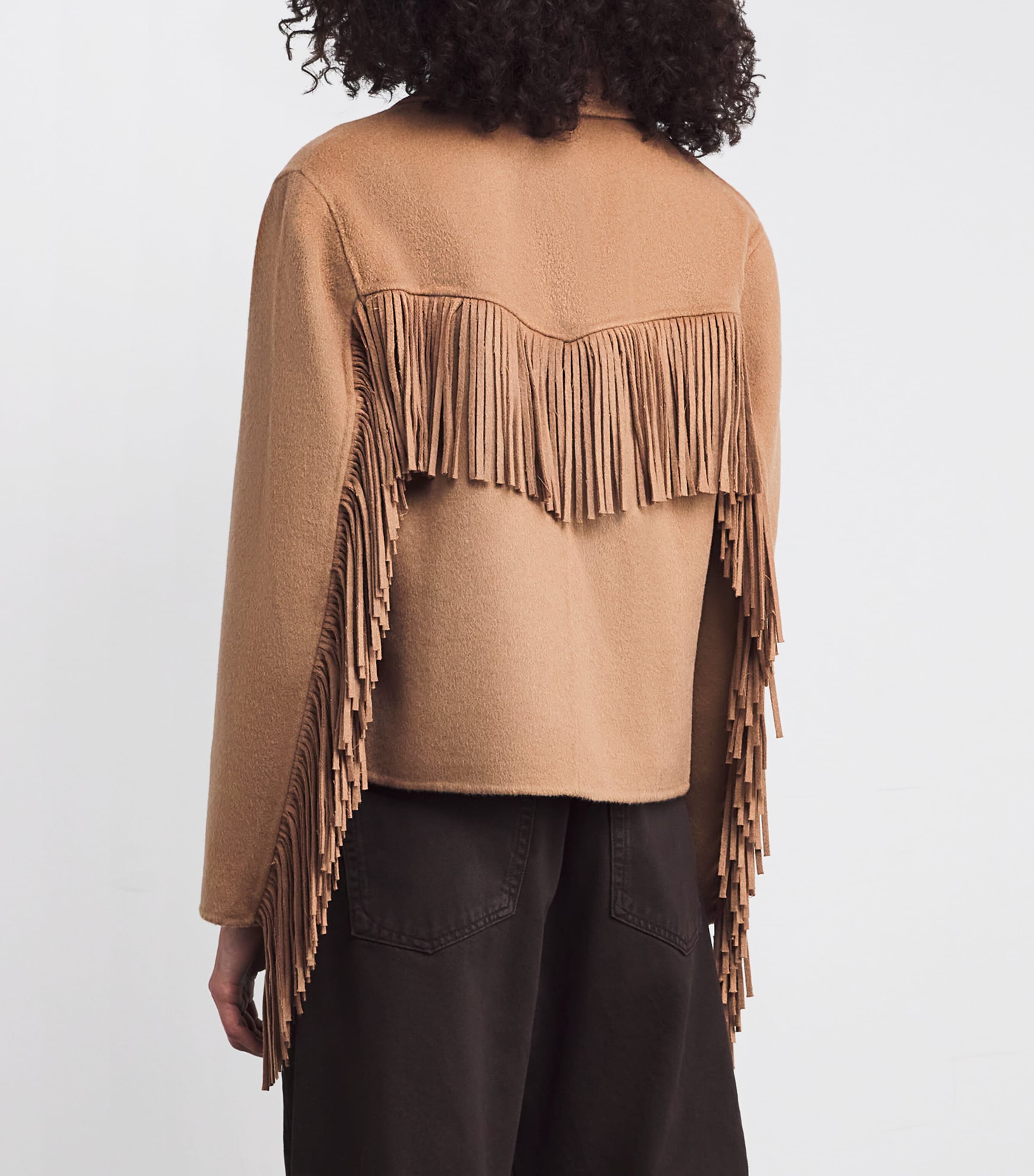 Wool-Blend Fringe Ashleigh Jacket CAMEL Image 4