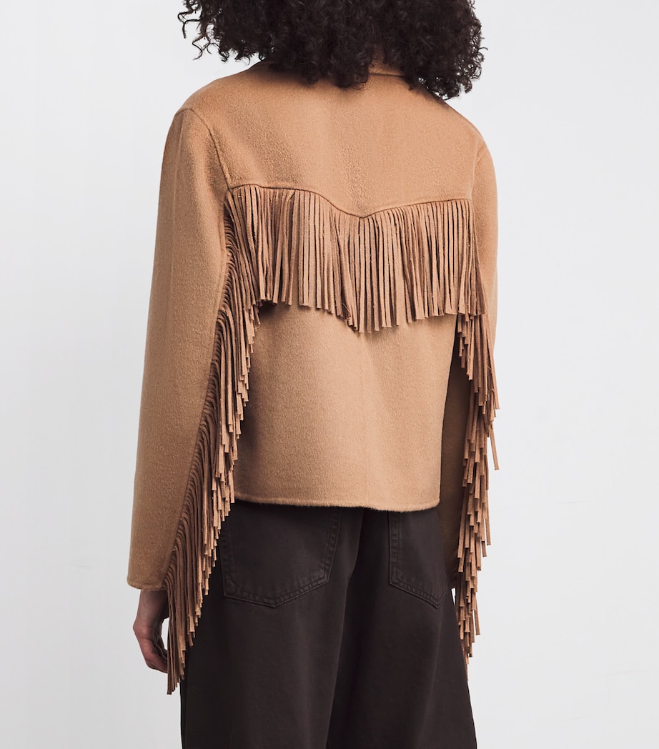 Wool-Blend Fringe Ashleigh Jacket CAMEL Image 4