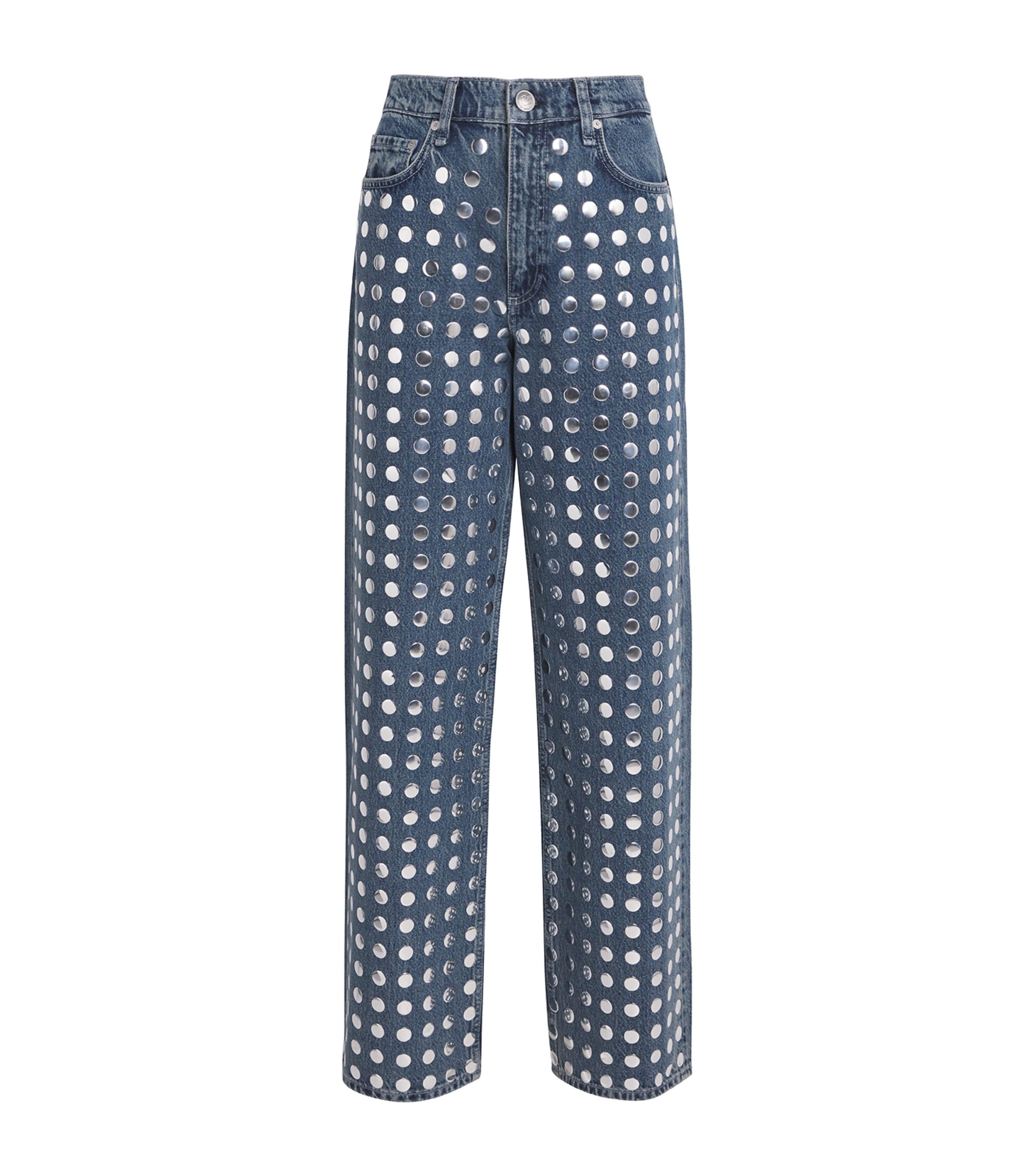 Rag & Bone Studded Shea Straight Jeans In Blue
