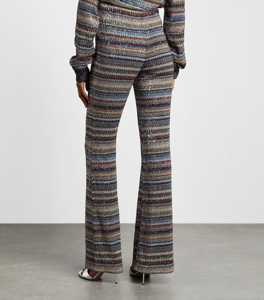 Missoni Womens Metallic Stripe Flared Trousers Smsqw Multi B/r/bge Image 5