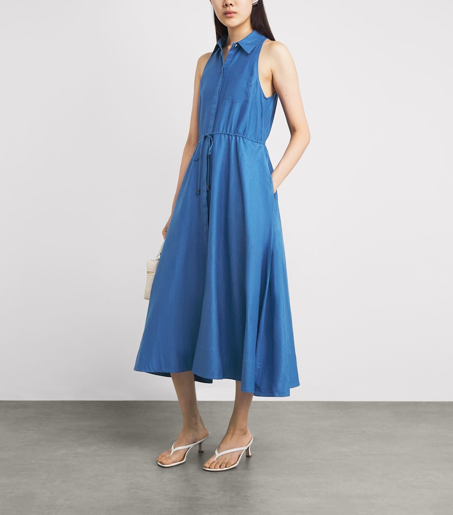 Toccin Womens Linen-Cotton Tiana Sleeveless Shirt Dress Ocean Image 2