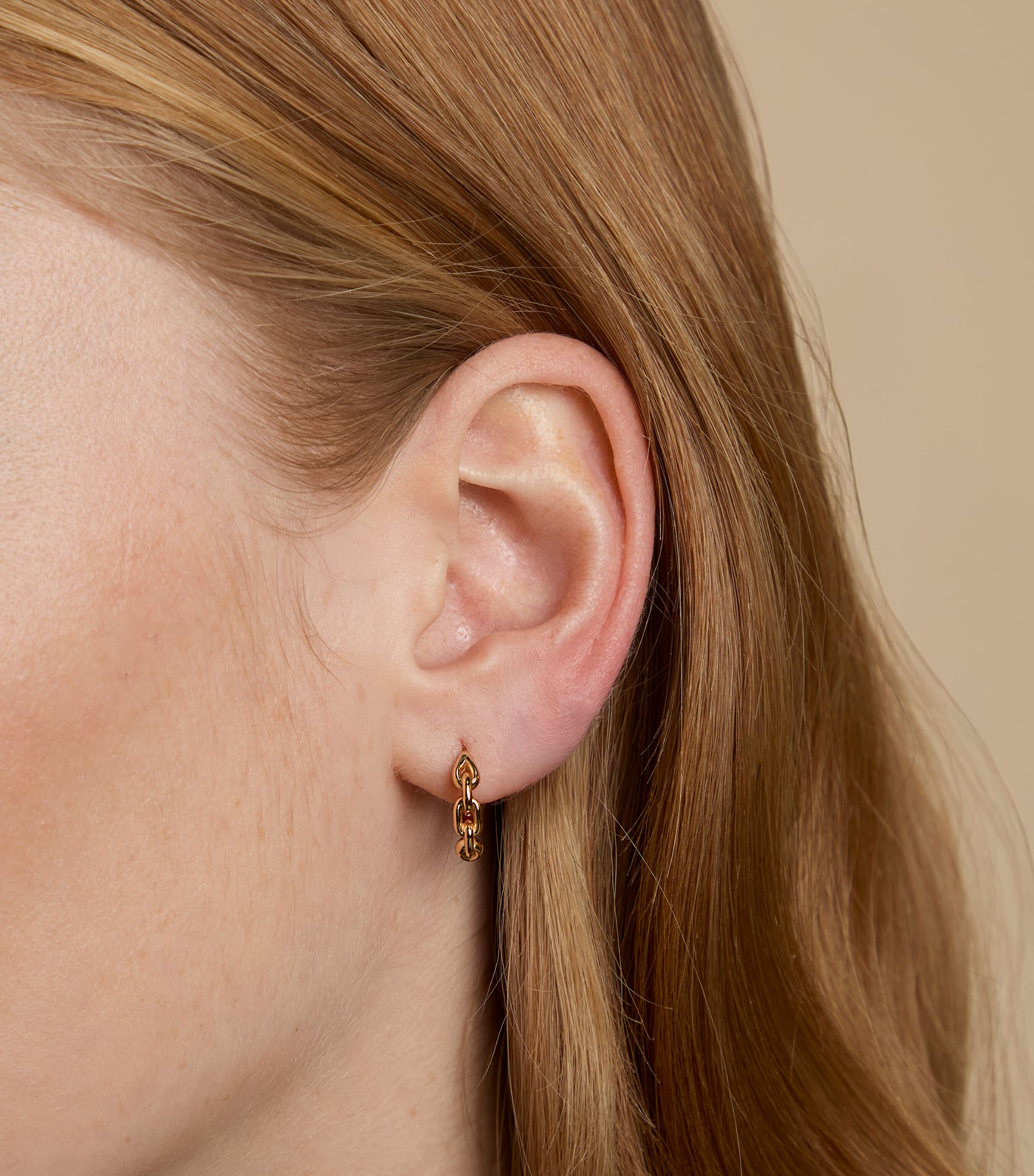 Astrid & Miyu Gold-Plated Hardware Link Hoop Earrings Gold Image 2