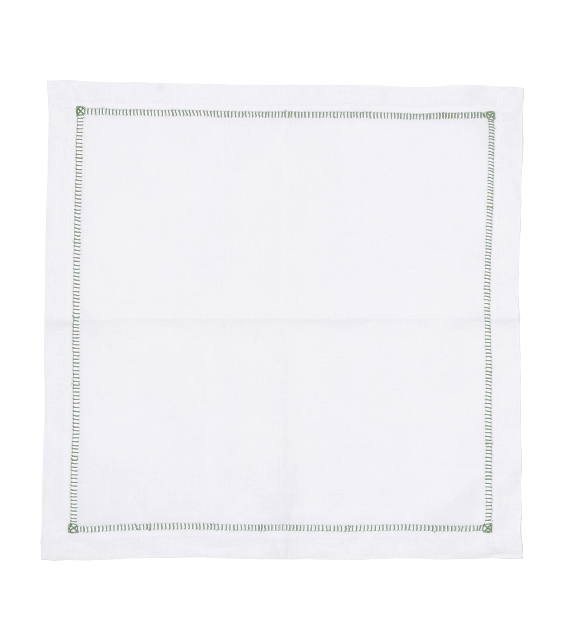 Linen Ladder Napkin (50cm x 50cm) WHITE / CELADON Image 3