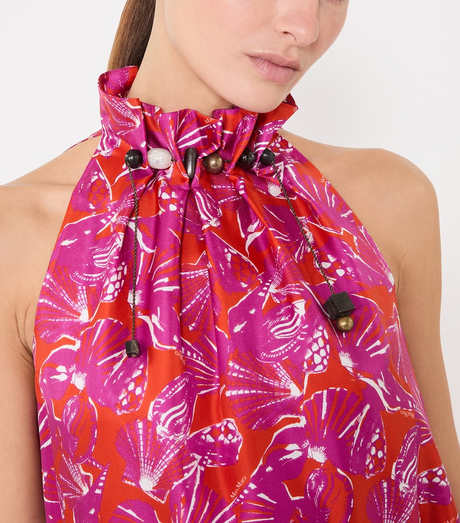 Max Mara Womens Silk Twill Printed Midi Dress Coral Image 5