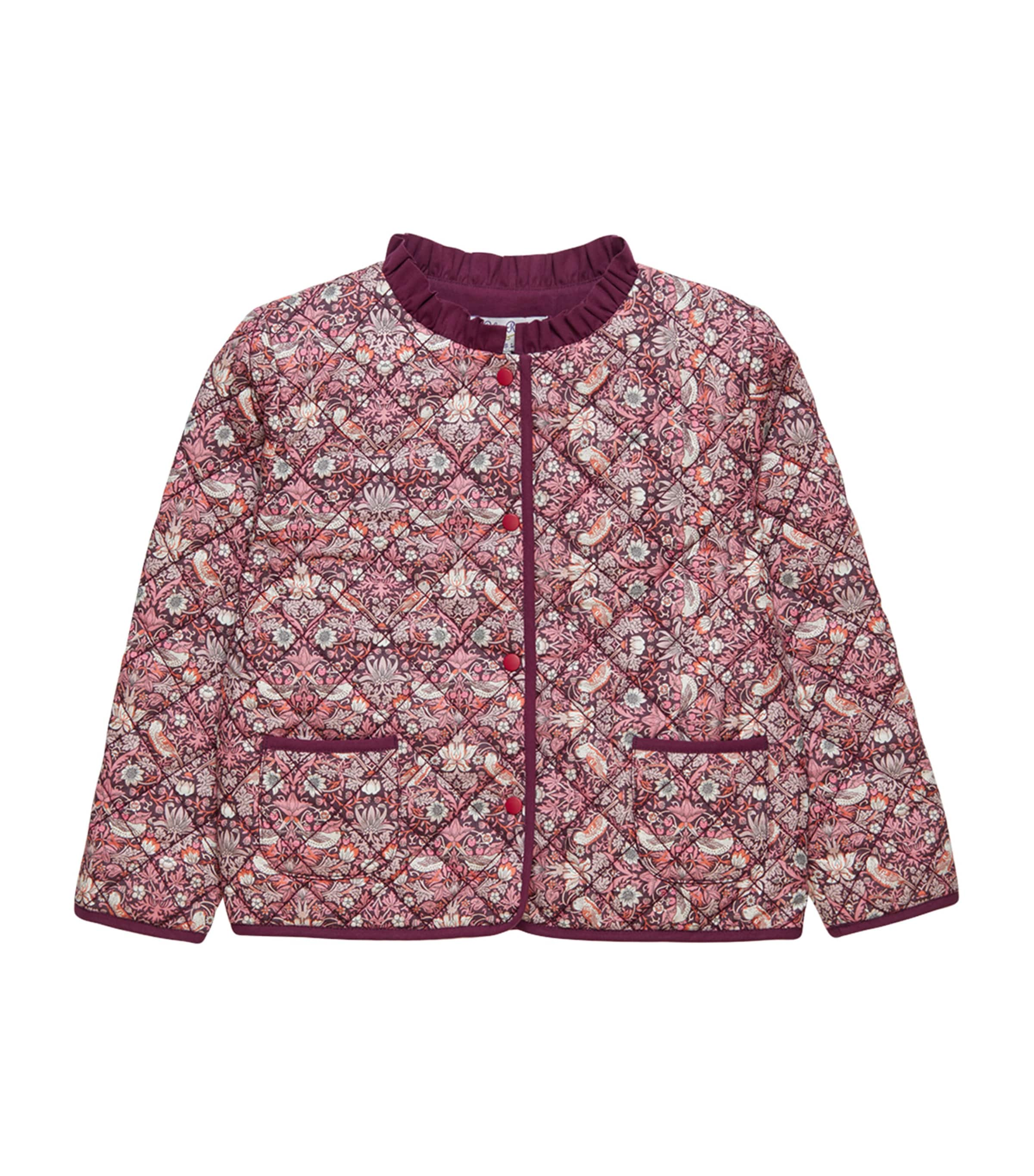 Trotters Kids' Strawberry Thief Quilted Jacket In Red