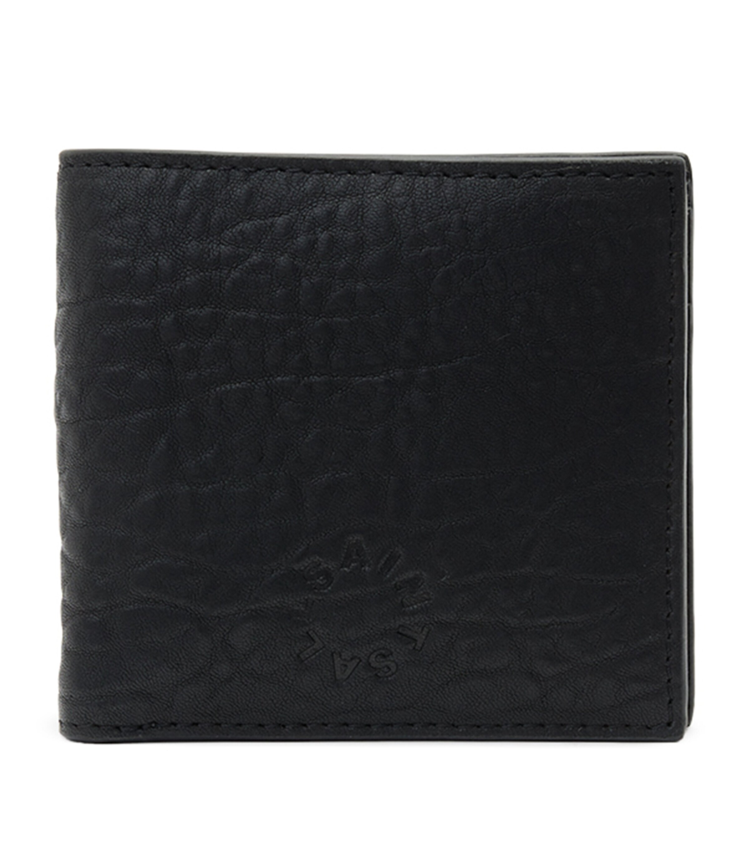 AllSaints Grained Leather Delph Bifold Wallet Black Image 1