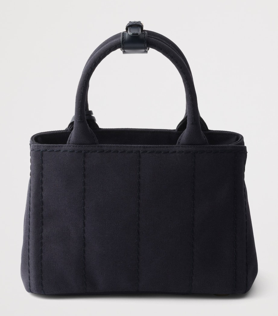 Prada Mini Cotton Jardinière Tote Bag Blue Image 3