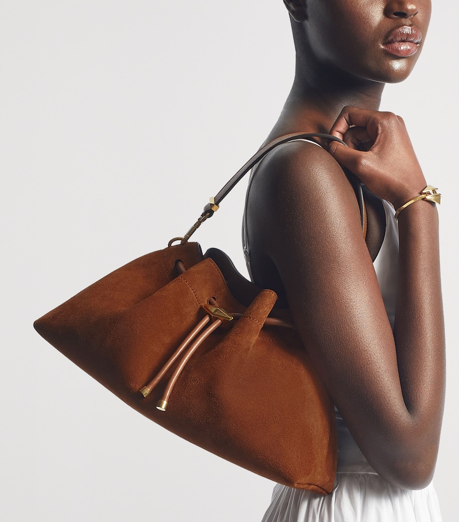 Jimmy Choo Medium Cinch Suede Shoulder Bag Tan/gold Image 2