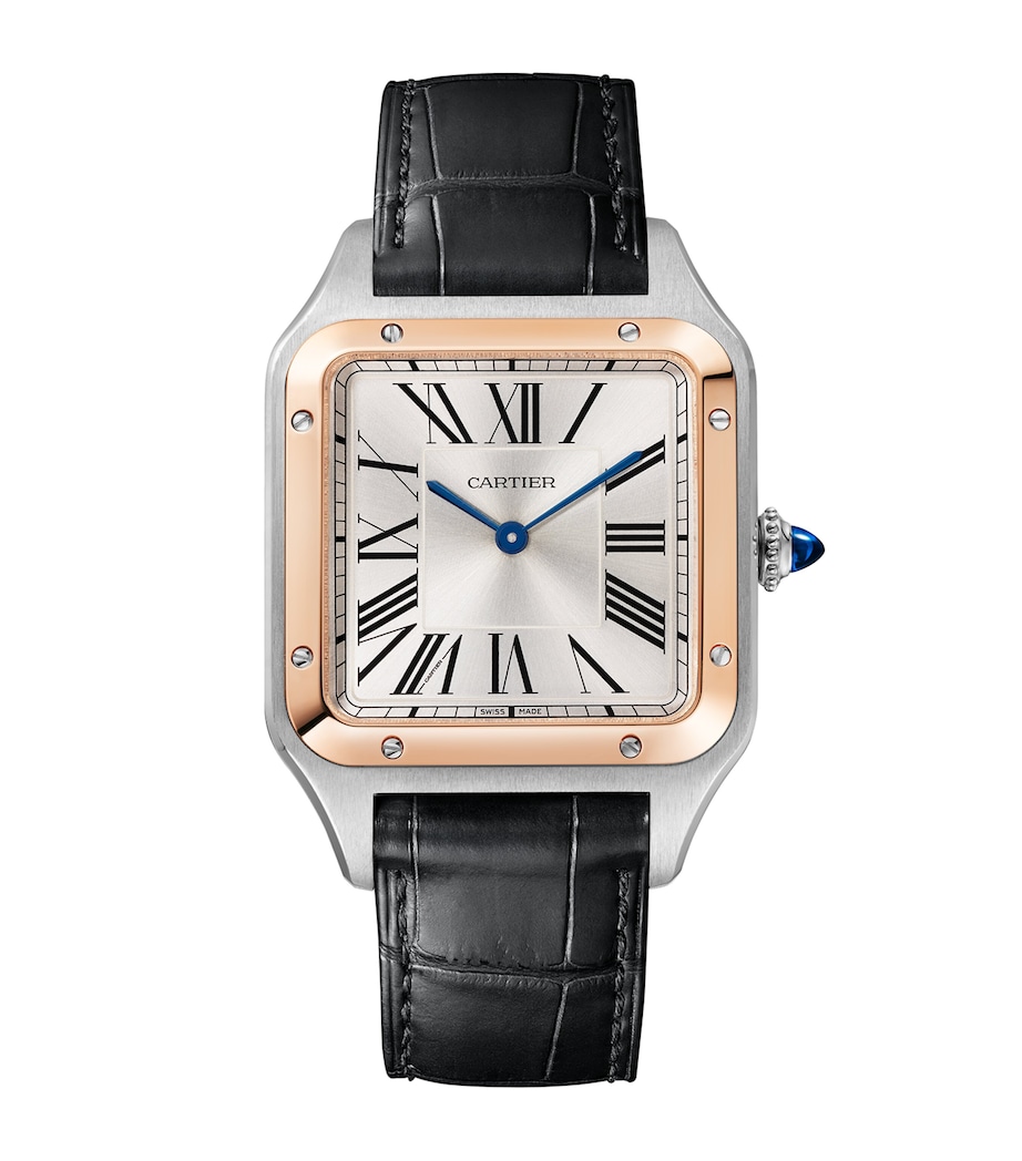 Large Rose Gold and Sapphire Santos-Dumont Watch 31.4mm ROSE GOLD Image 1