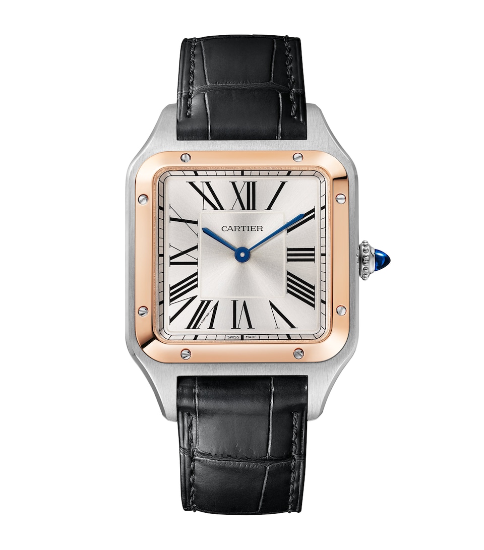 Large Rose Gold and Sapphire Santos-Dumont Watch 31.4mm