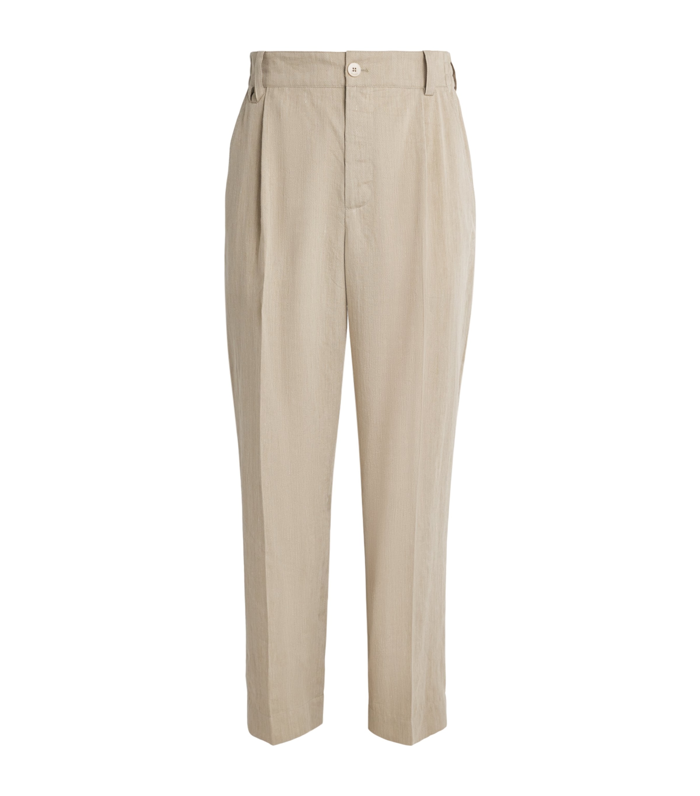 Jacquemus Mens Linen Pleated Croisière Trousers Beige Image 1