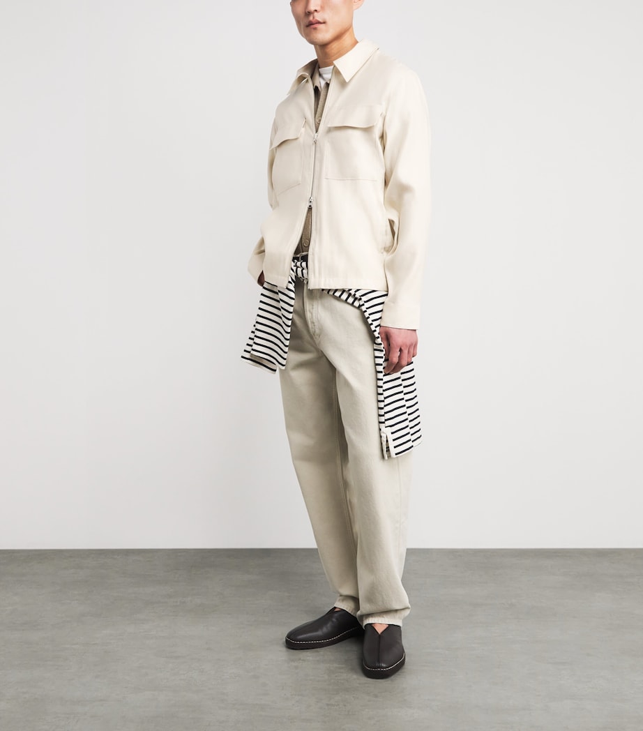 NN.07 Mens Viscose-Linen Zip-Up Overshirt Ivory Image 2