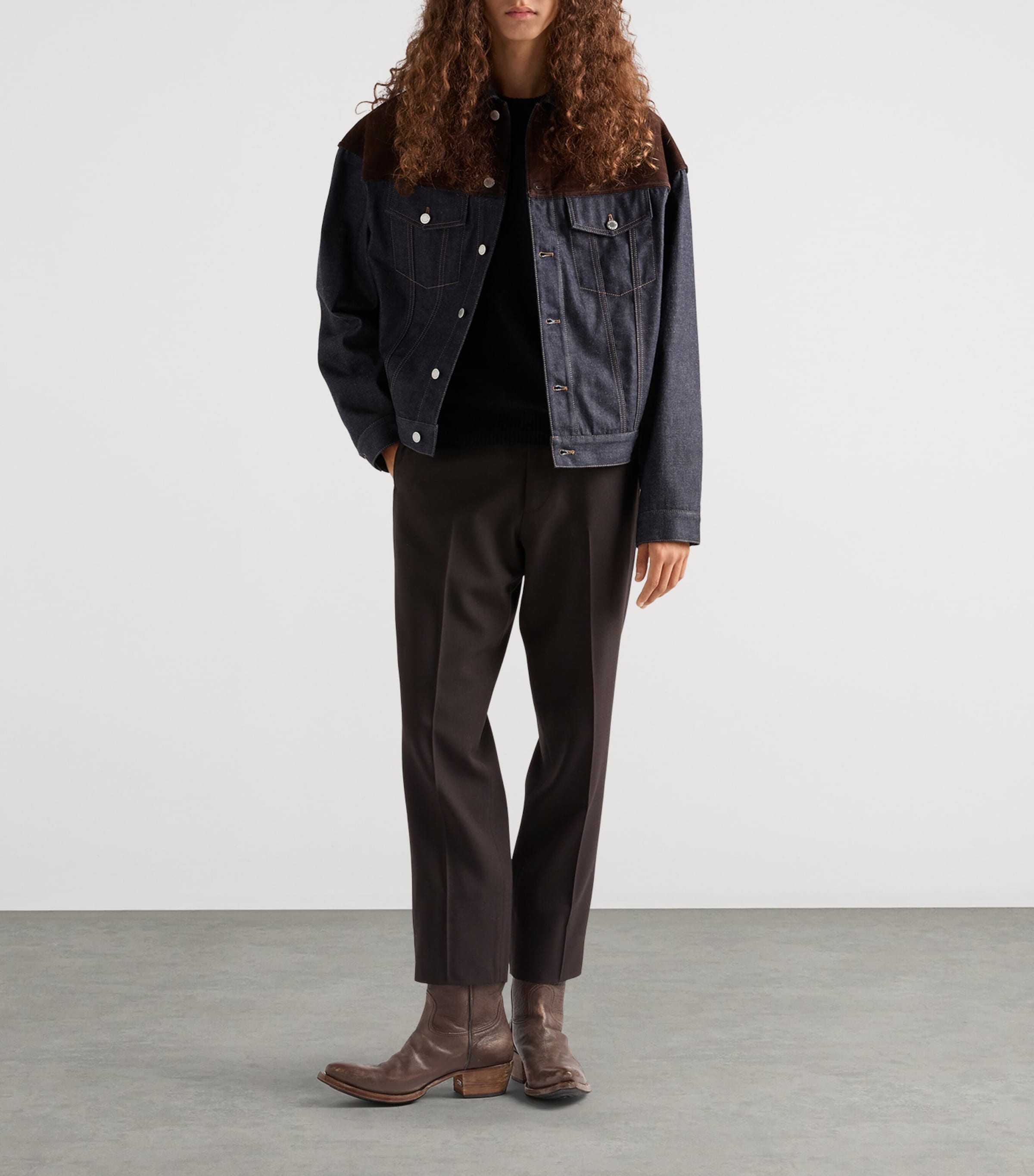 Prada Mens Denim-Suede Shirt Jacket Image 2