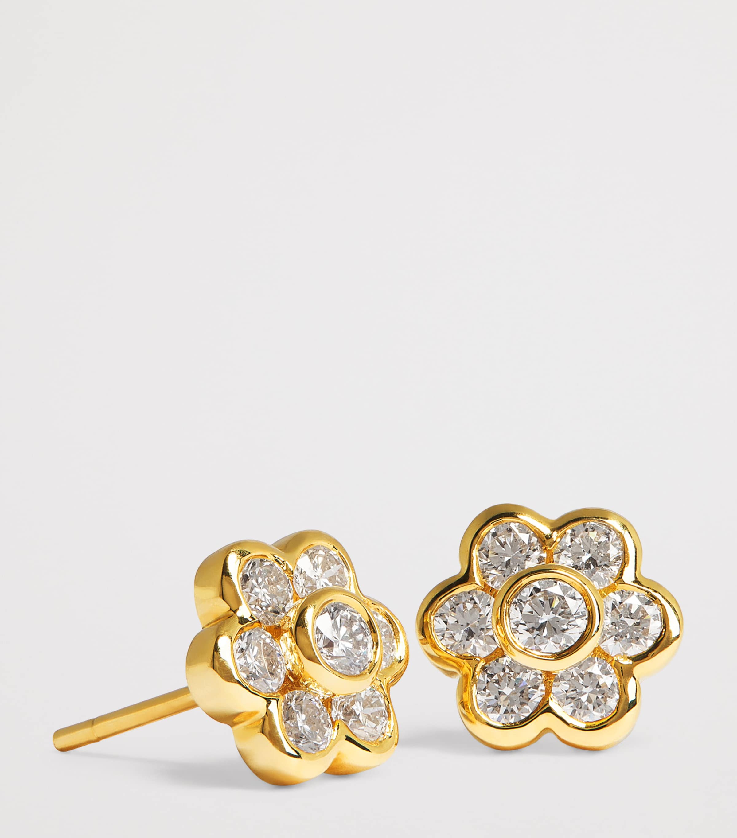 Yellow Gold and Diamond Flora Stud Earrings YELLOW GOLD Image 6