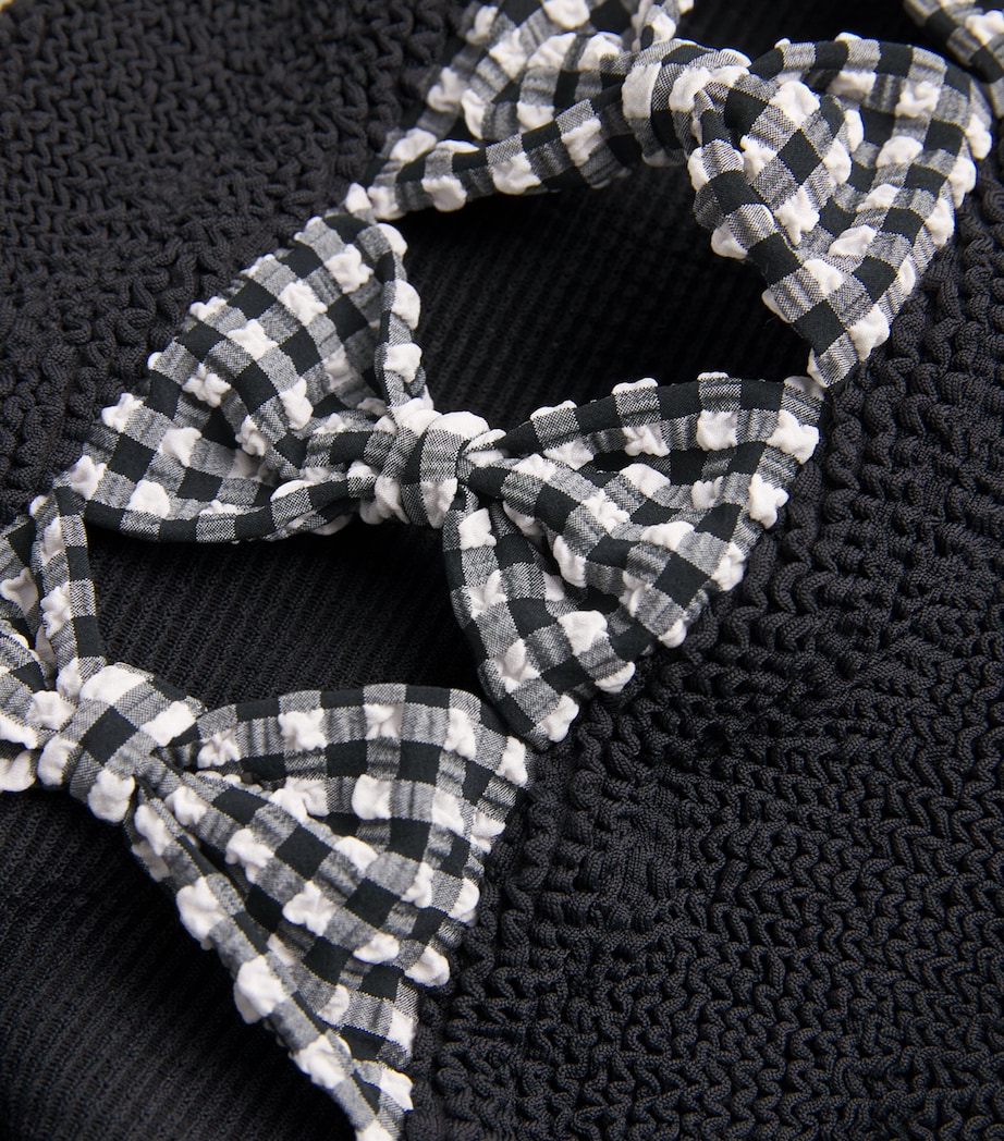 Bow-Trim Gingham Tiffany Swimsuit BLACK/BLACK GINGHAM Image 5