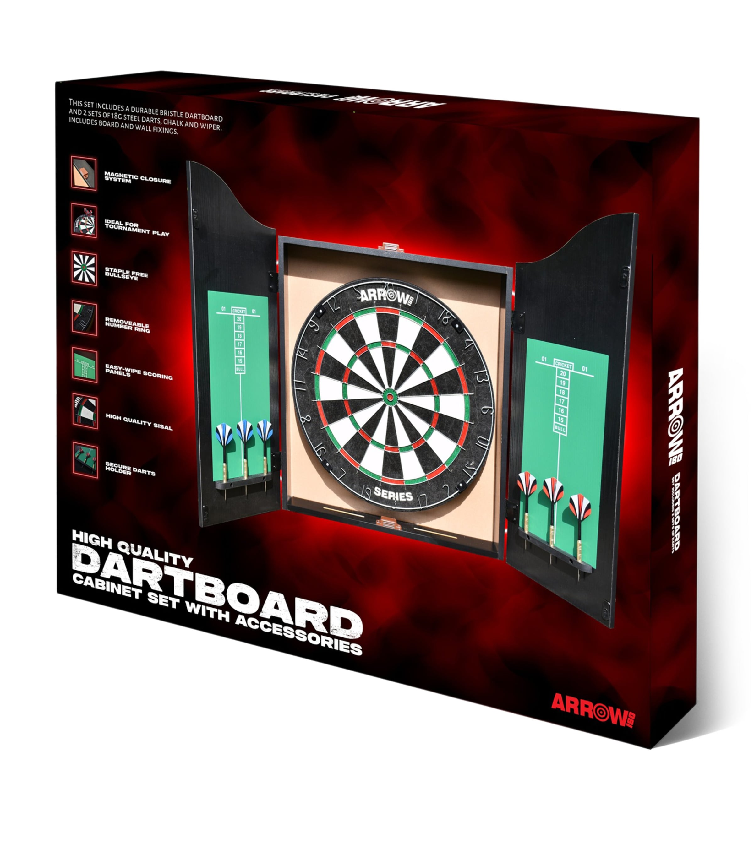 PrecisionPLAY Arrow180 Bristle Dartboard Cabinet Set Image 1