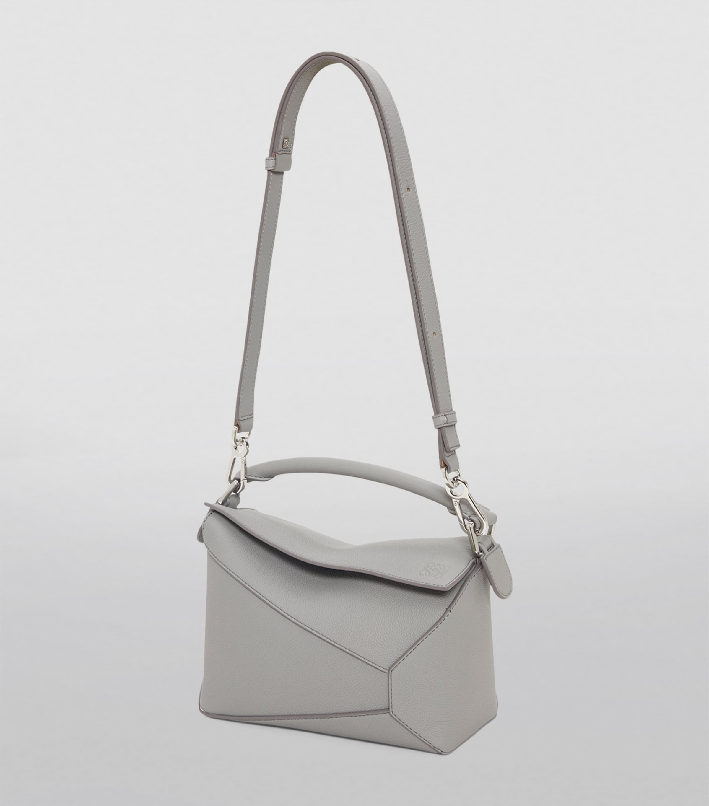 Small Leather Puzzle Top-Handle Bag PEARL GREY Image 7