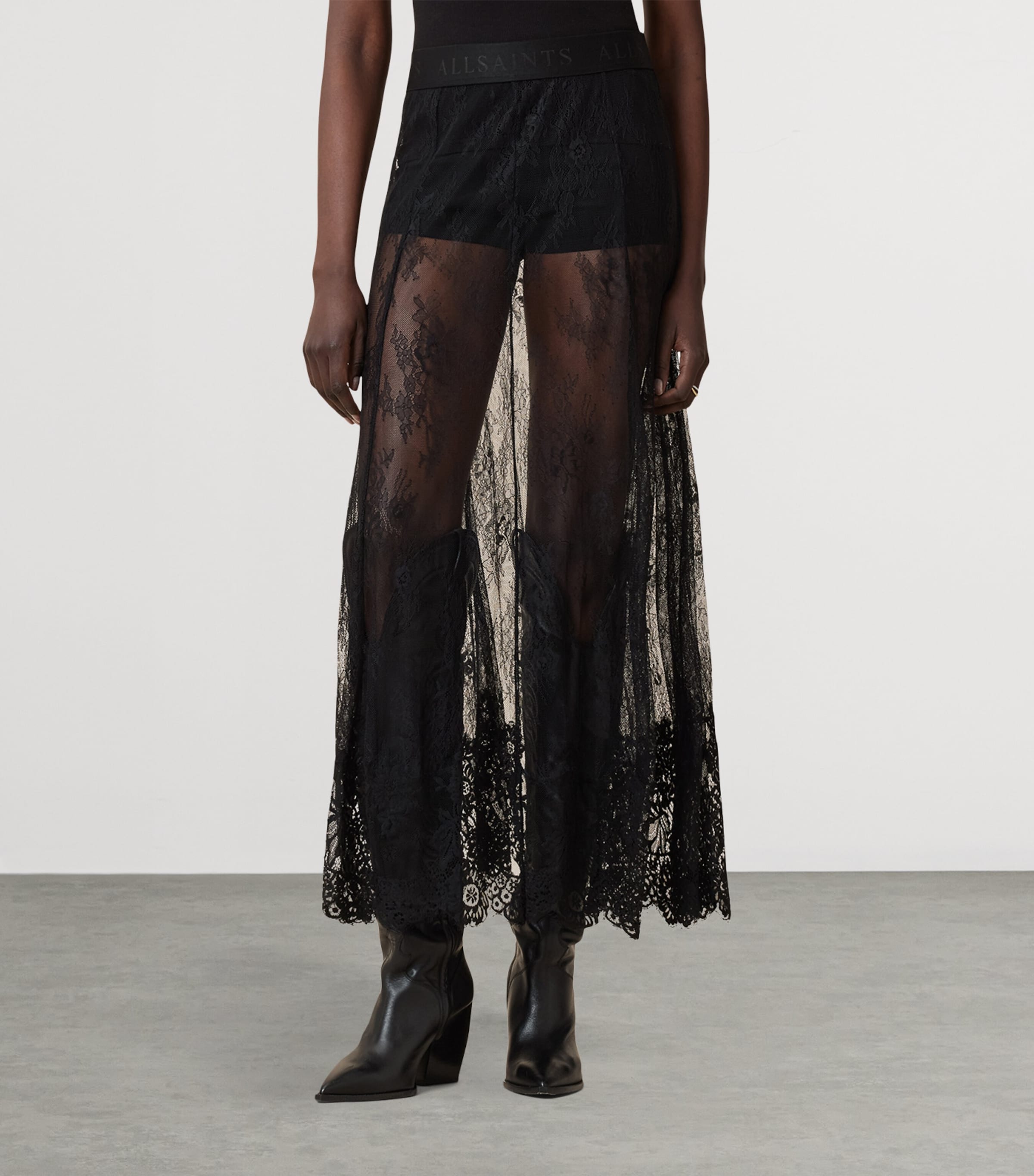 Lace Arran Maxi Skirt BLACK Image 3
