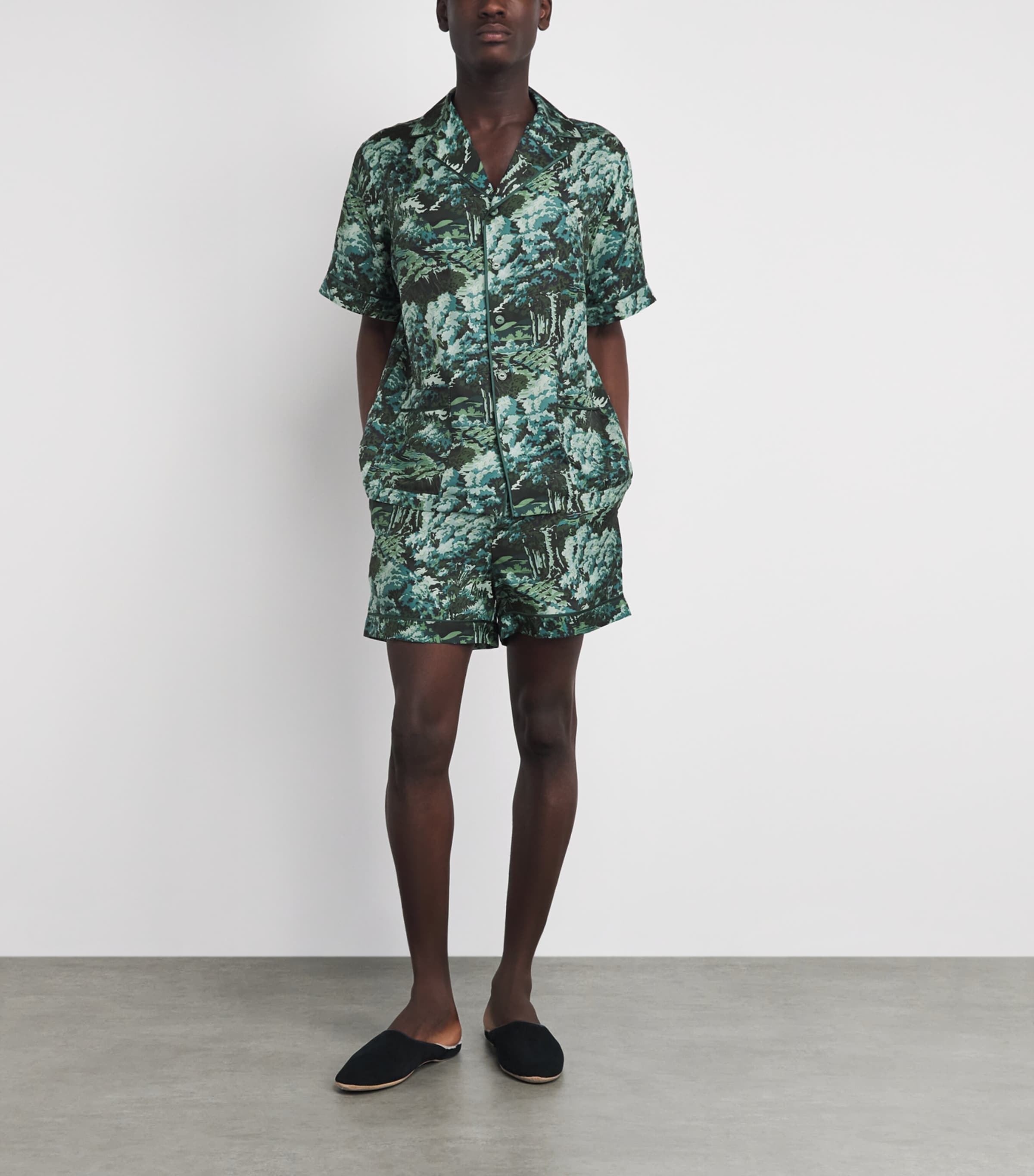 Olivia von Halle Mens Silk Twill Forest Elordi Pyjama Set Linden Image 2