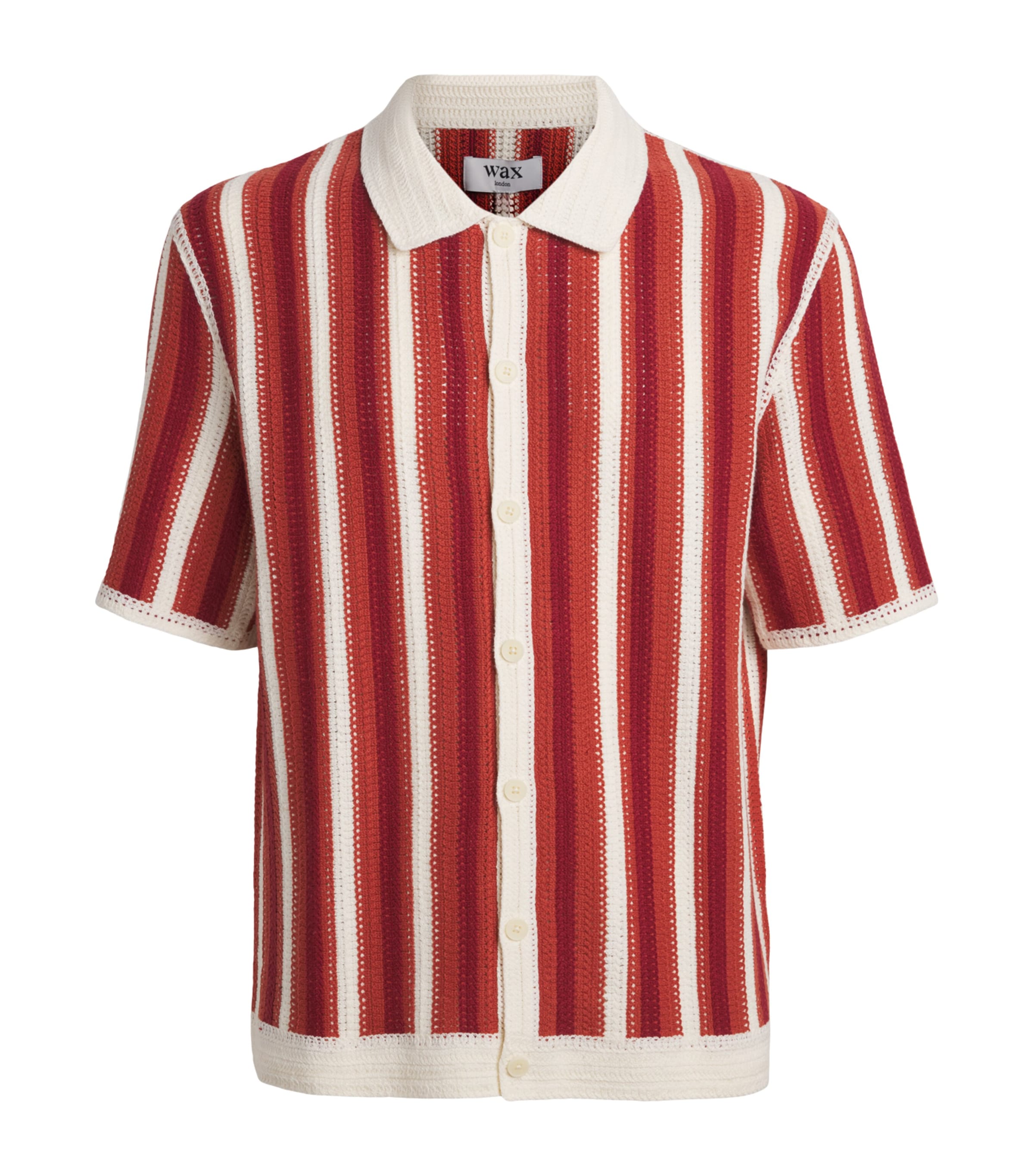 Wax London Crochet Stripe Shirt Ecru / Orange