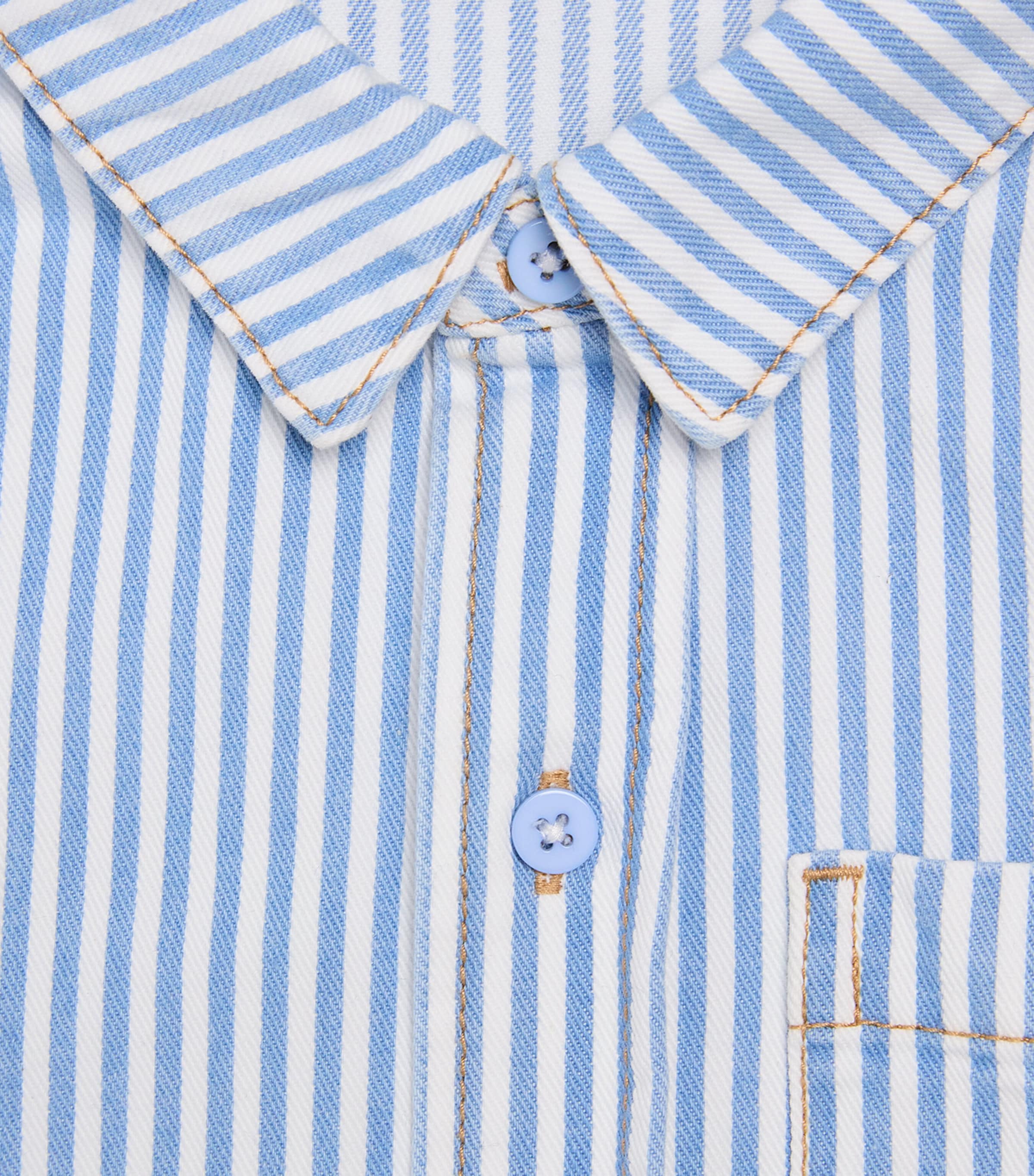 Cotton Stripe Shirt (2-6 Years) WHITE  BLUE Image 3