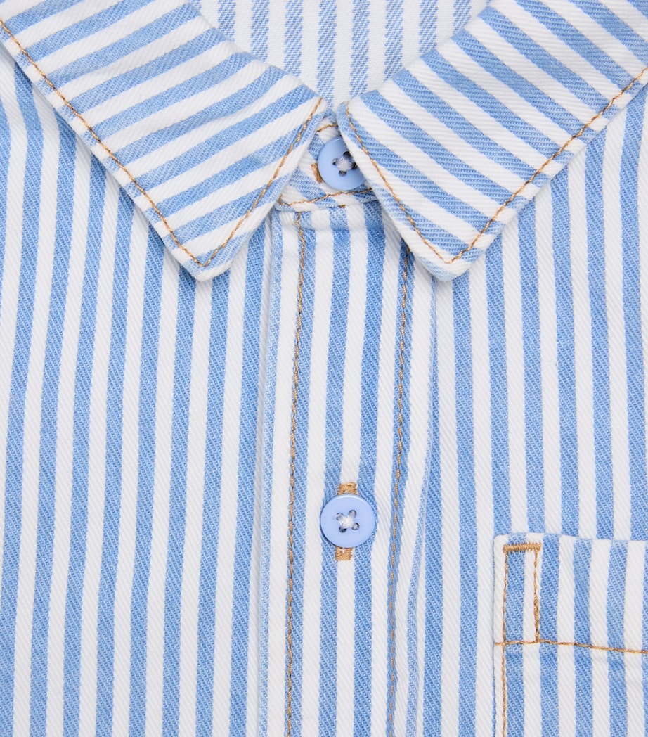 Cotton Stripe Shirt (2-6 Years) WHITE BLUE Image 3