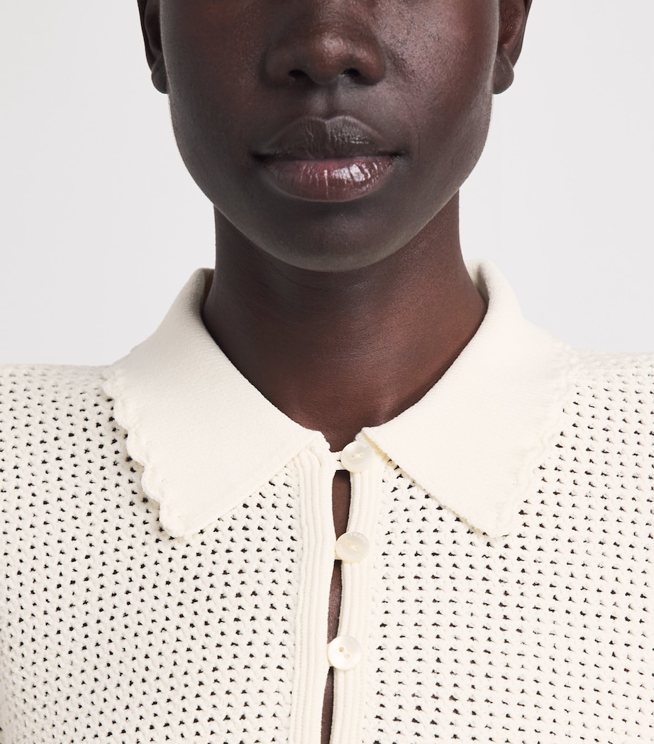 FRAME Womens Crochet Daybreak Polo shirt Cream Image 3