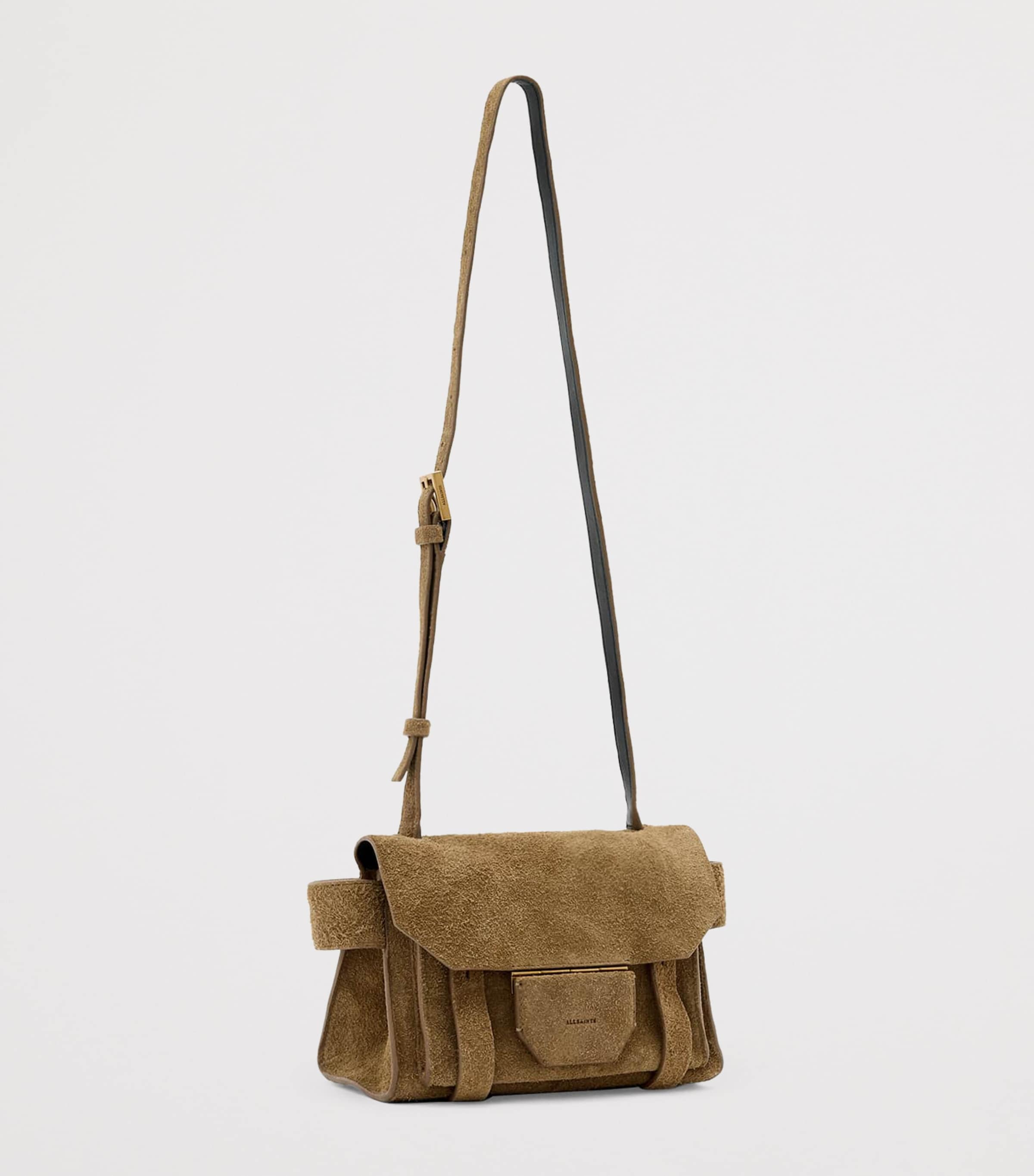 AllSaints Mini Suede Ursa Cross-Body Bag Biscuit Brown Image 2