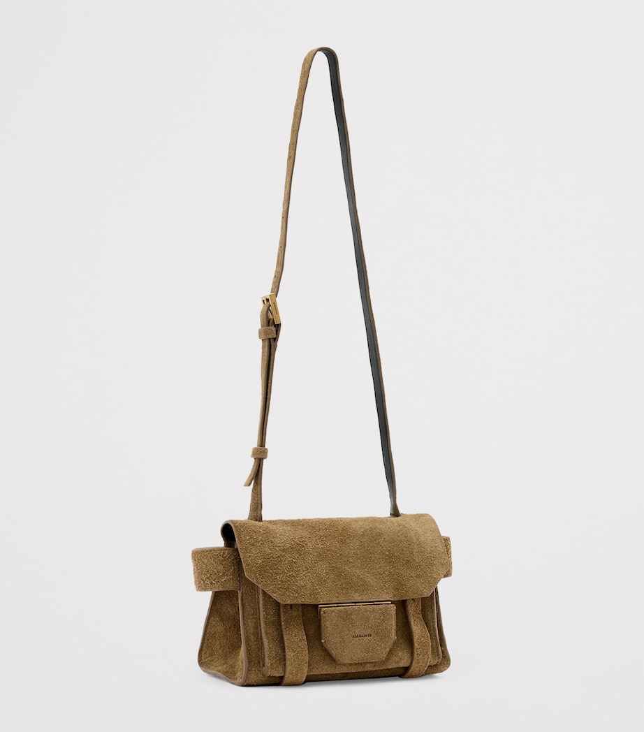 AllSaints Mini Suede Ursa Cross-Body Bag Biscuit Brown Image 2