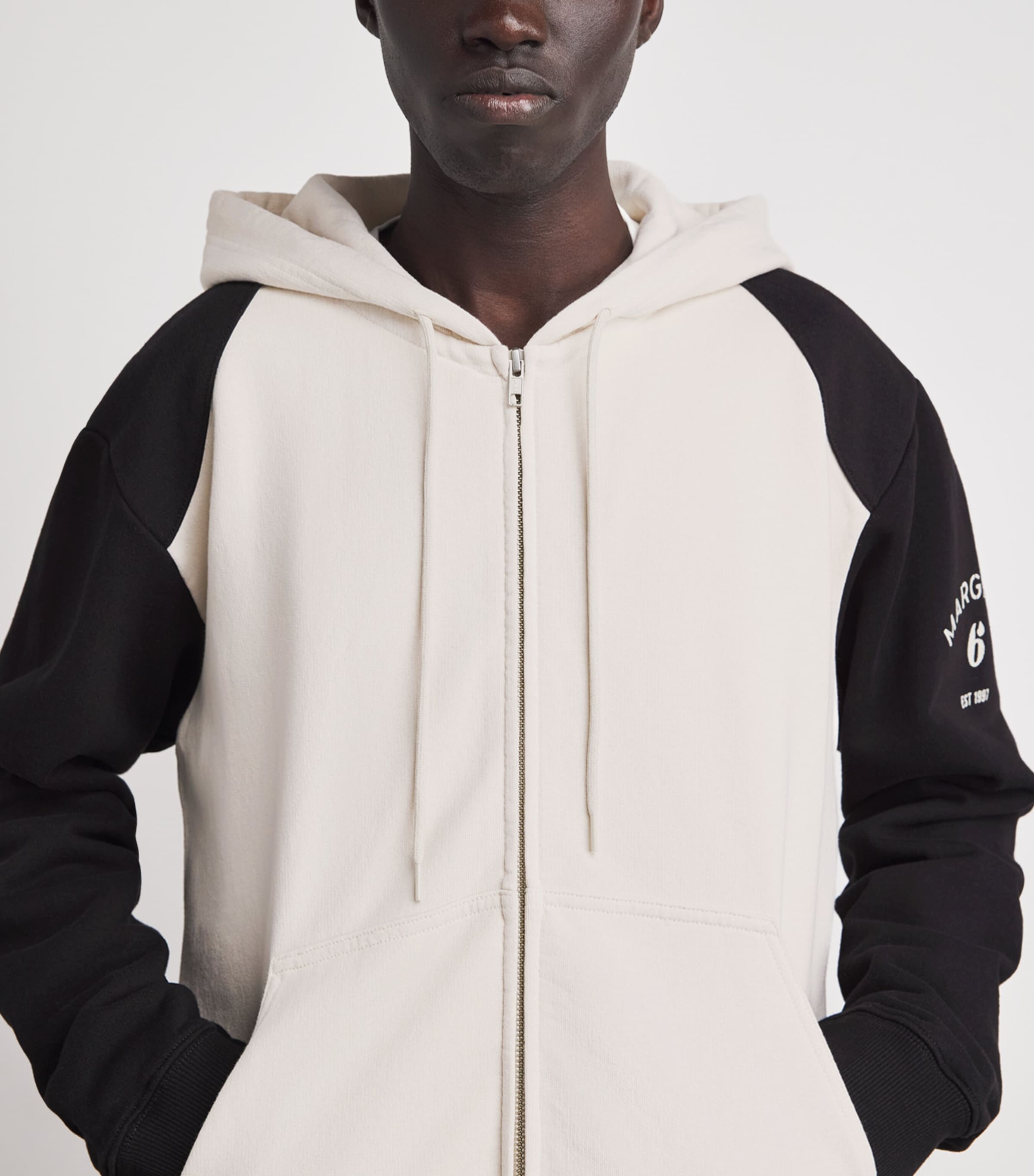 MM6 Maison Margiela Multi Cotton Two-Tone Zip-Up Hoodie | Harrods US