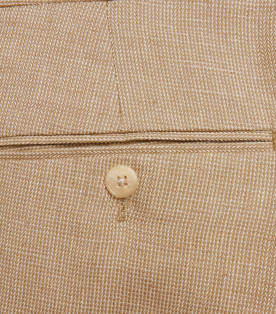 Ralph Lauren Purple Label Mens Linen-Silk-Cotton Tailored Trousers Khaki Mu Image 6