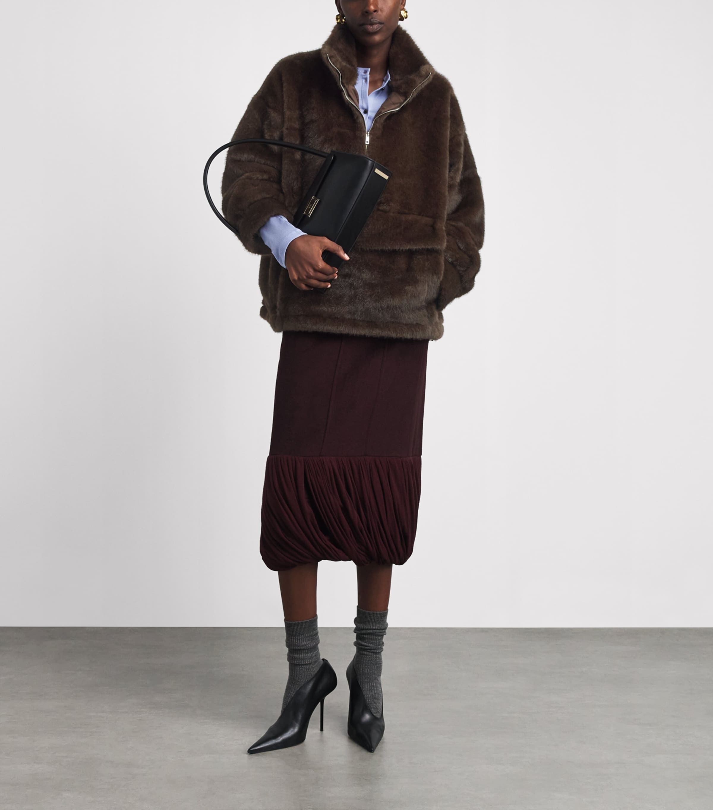 Source Unknown Womens Faux Fur Anorak Sweatshirt Br Image 2