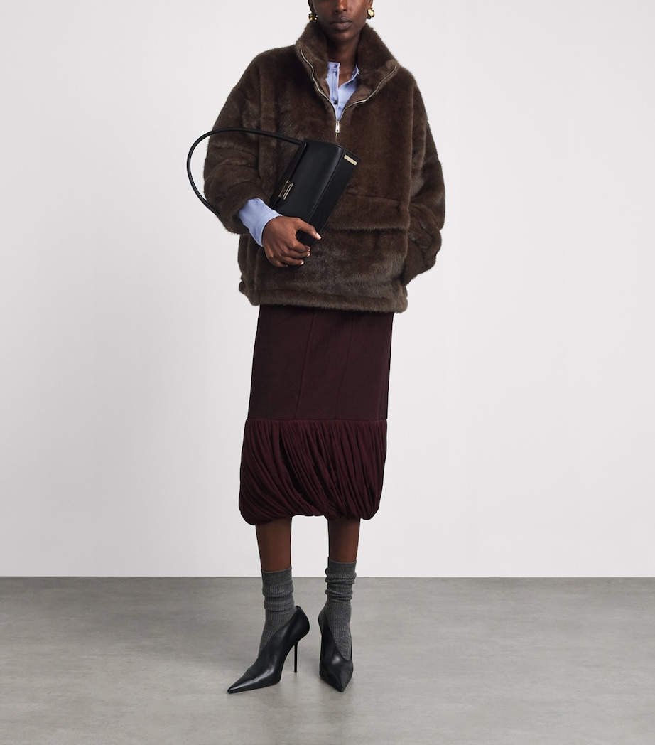 Source Unknown Womens Faux Fur Anorak Sweatshirt Br Image 2