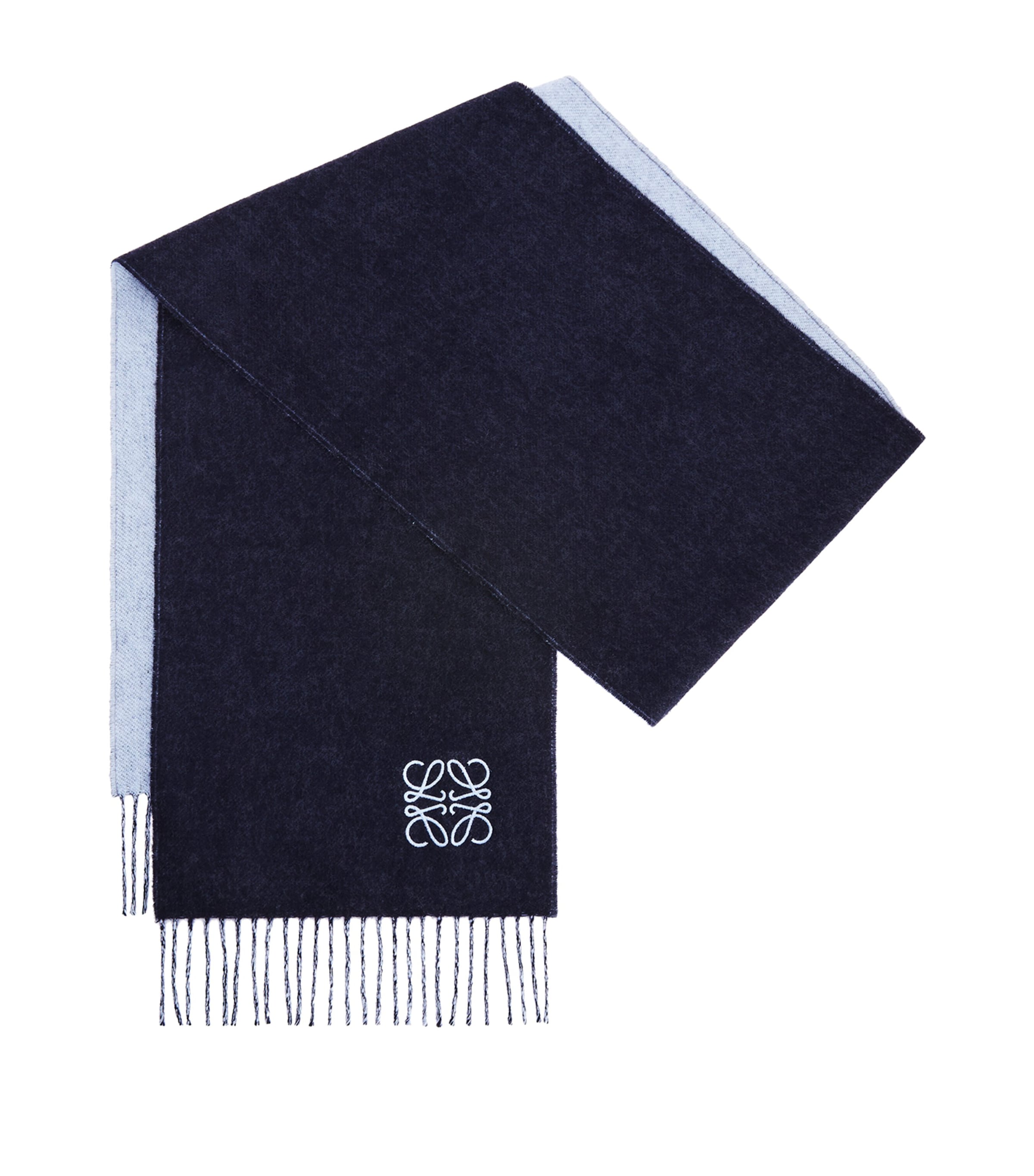 Cashmere-Wool Two-Tone Anagram Scarf LIGHT BLUE/NAVY BLUE Image 3